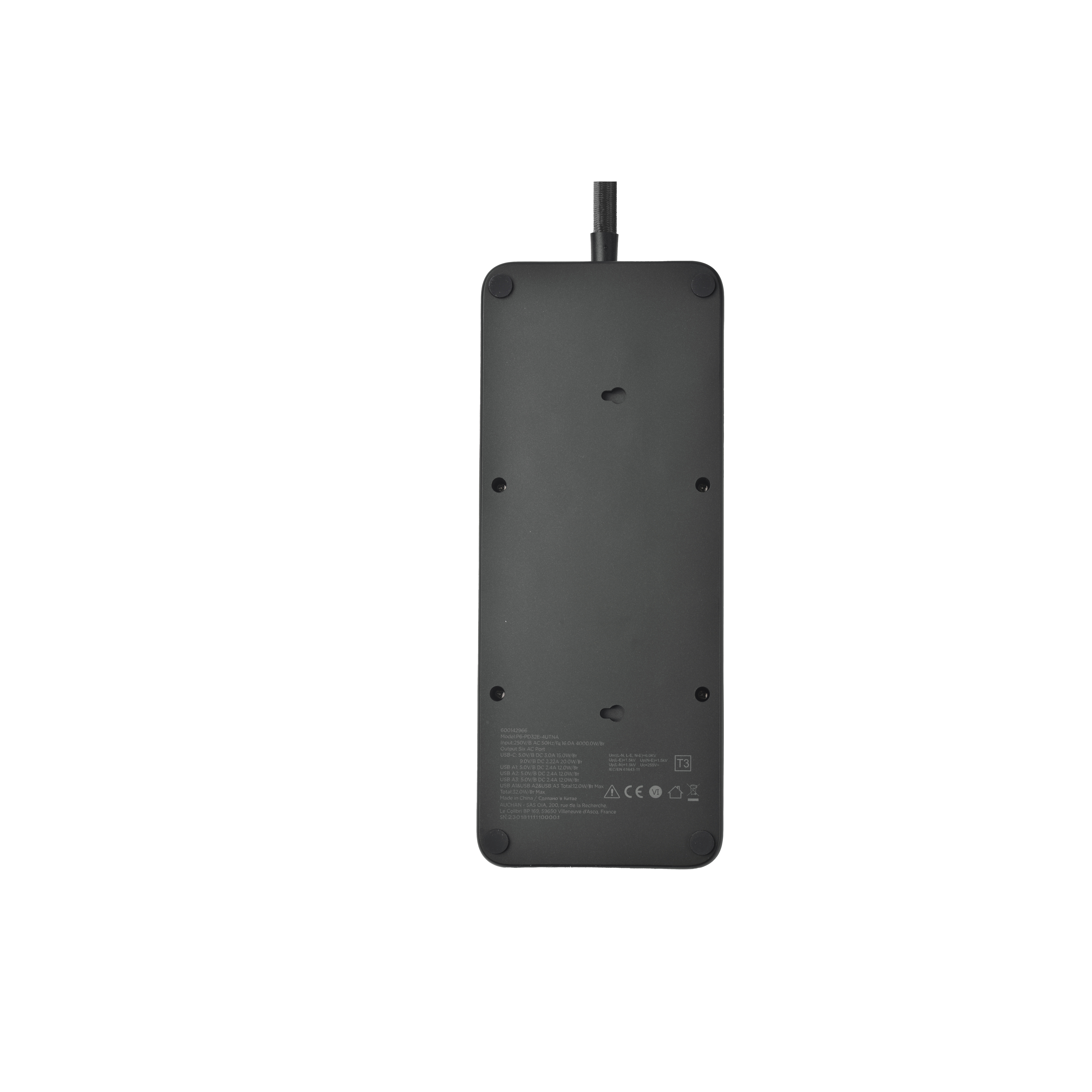 Voir la diapositive 3 : QILIVE Multiprise 6 fiches et 4 prises USB - Noir