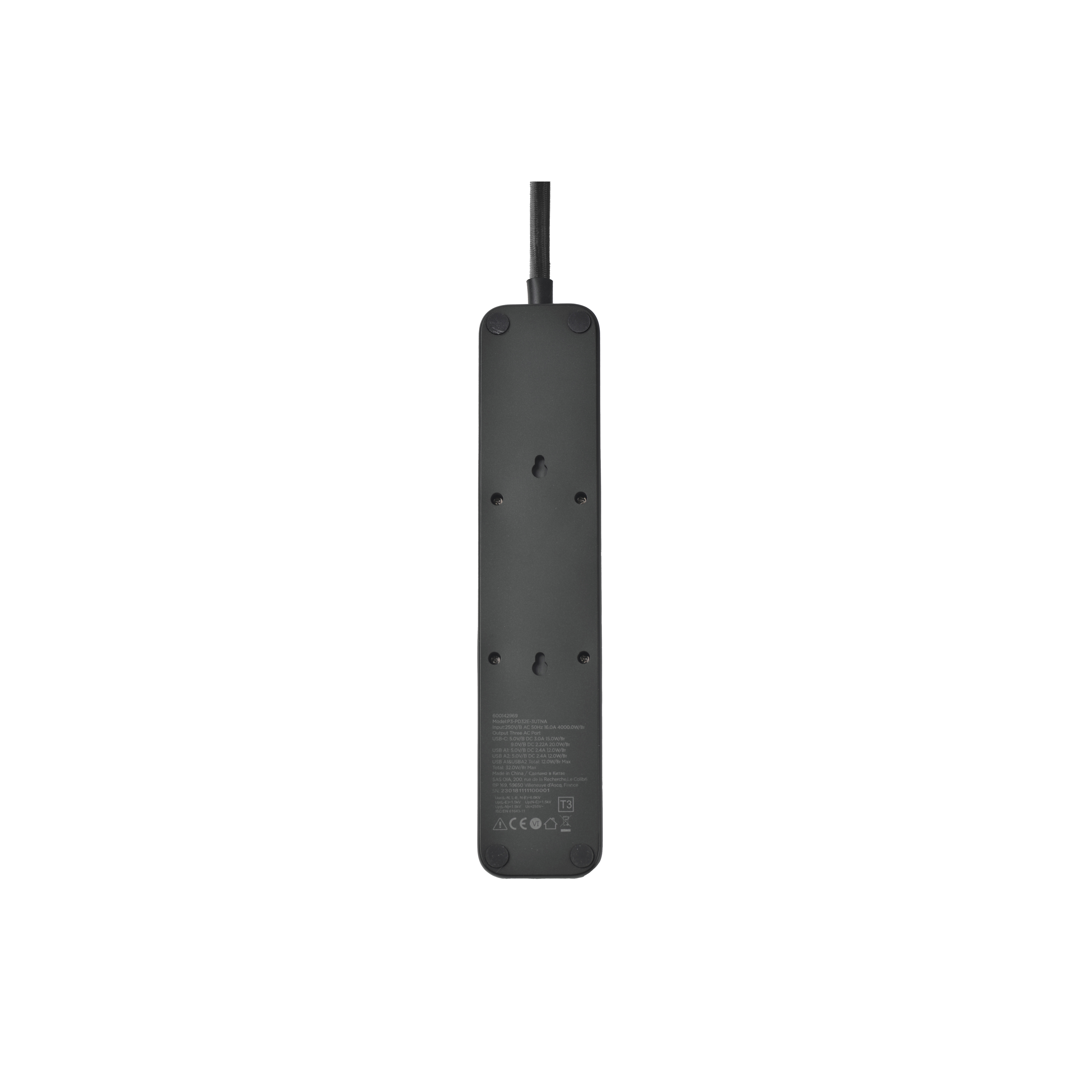 Voir la diapositive 3 : QILIVE Multiprise 3 fiches et 3 prises USB - Noir