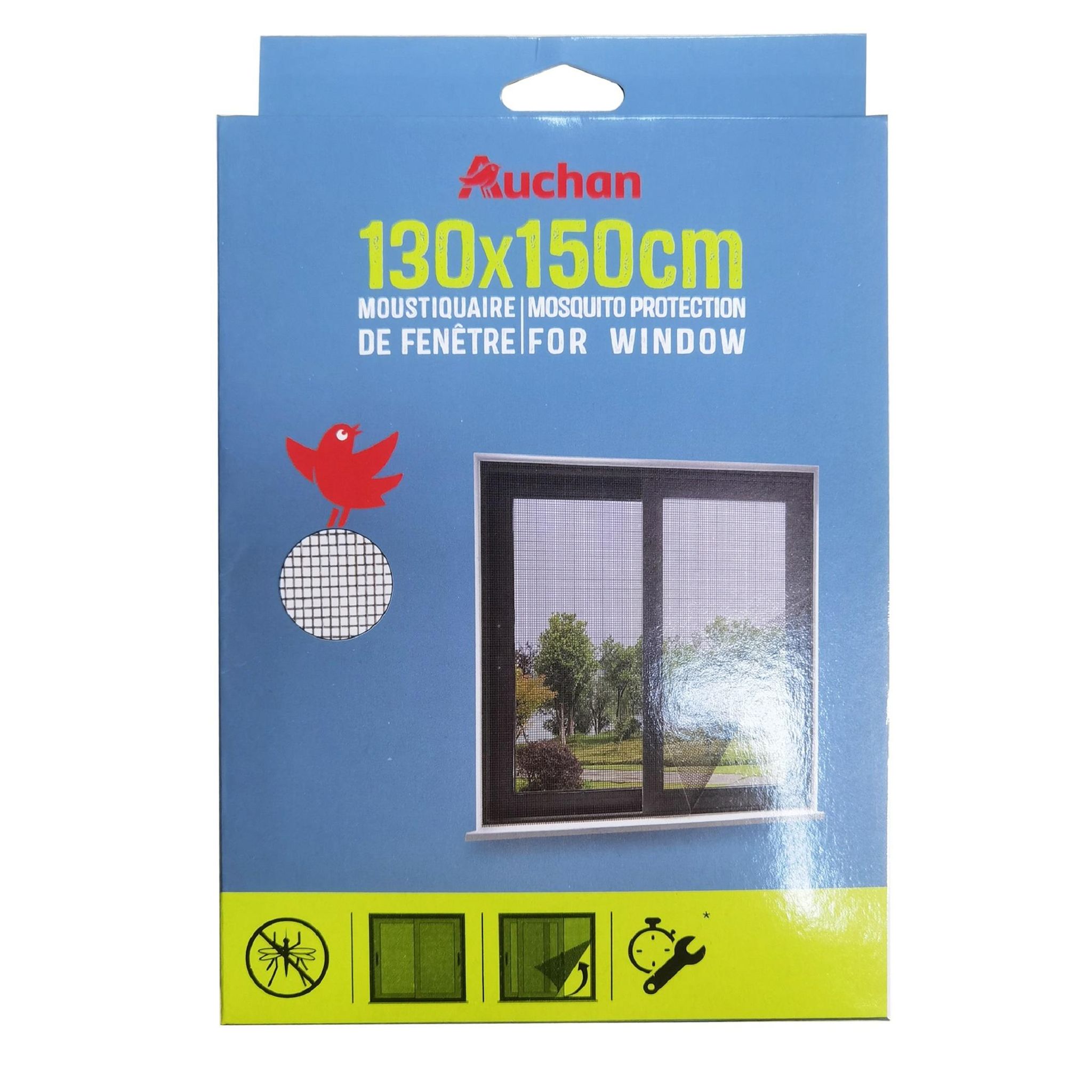 AUCHAN Moustiquaire en alu pour fenêtre blanc 130 X150 cm