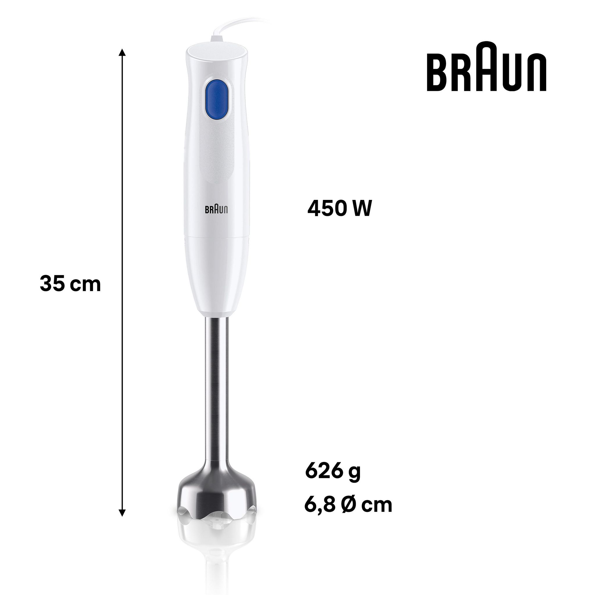 Voir la diapositive 3 : BRAUN Mixeur plongeant MQ10.001MWH - Blanc