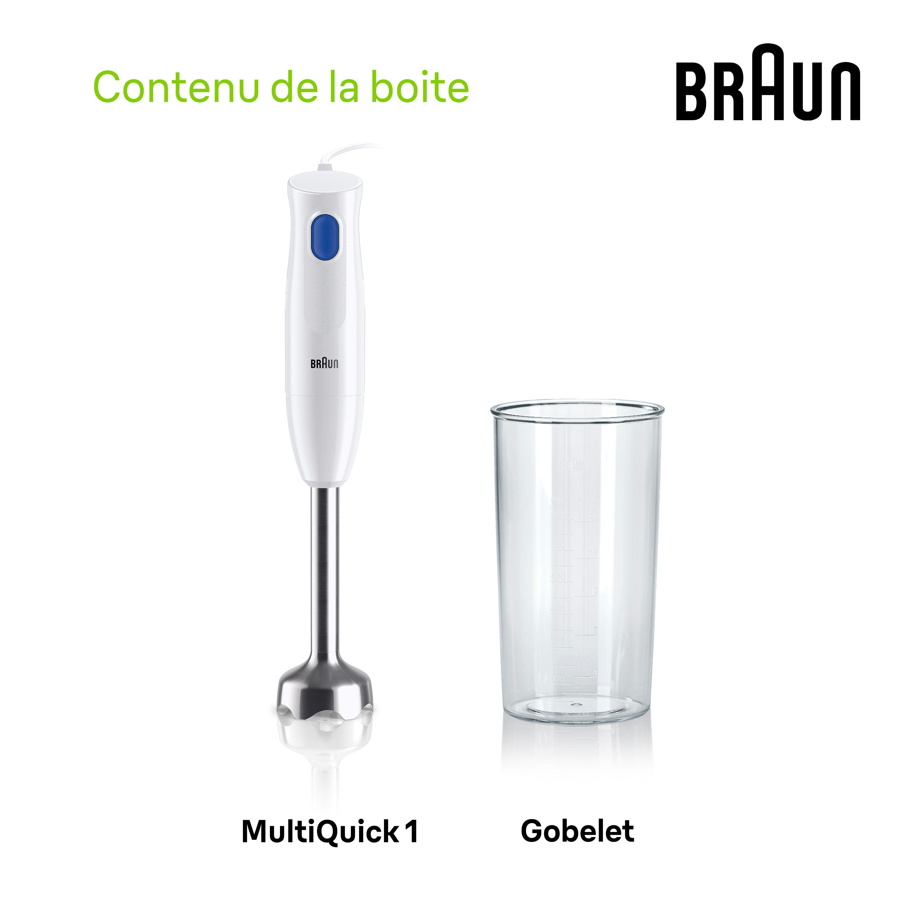 Voir la diapositive 6 : BRAUN Mixeur plongeant MQ10.001MWH - Blanc