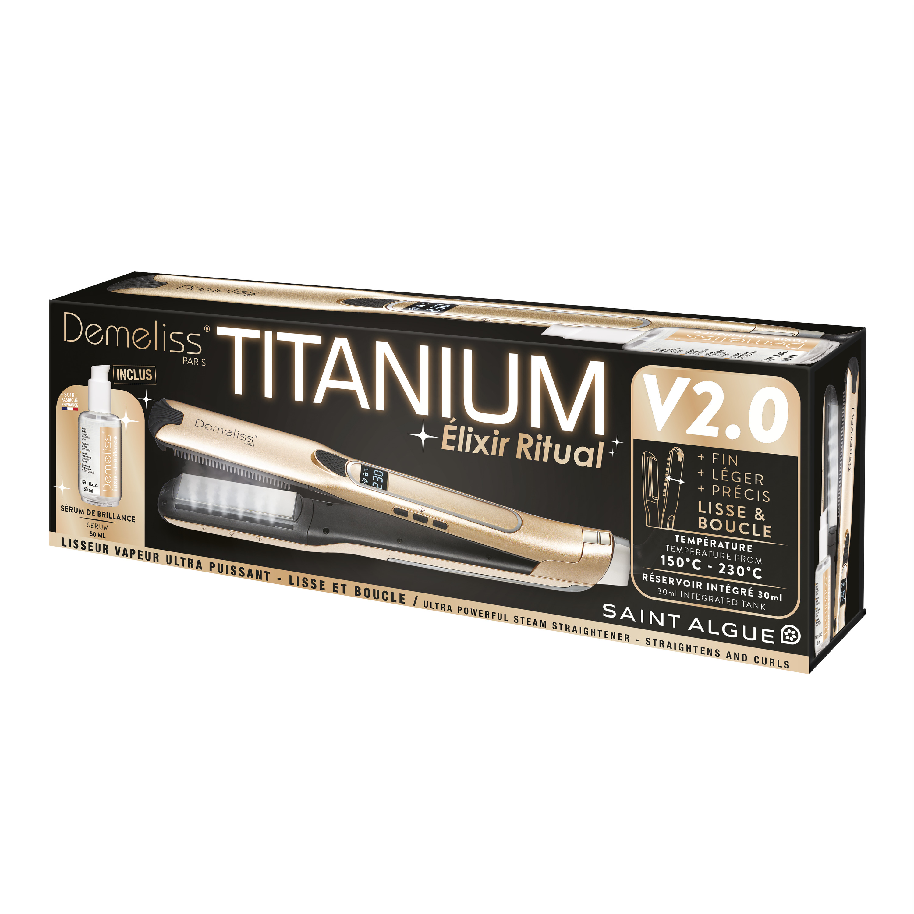 Voir la diapositive 3 : SAINT ALGUE Lisseur vapeur Titanium v2.0 20039 - Gold
