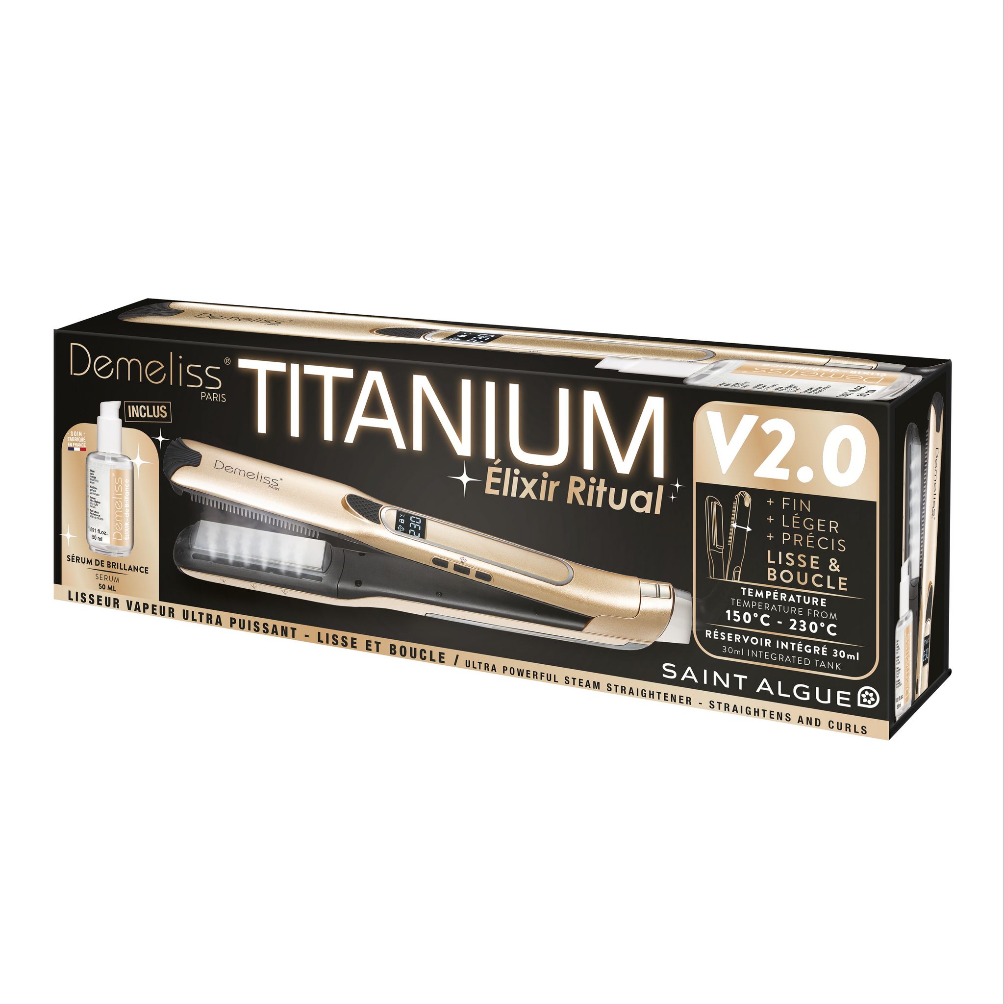 Voir la diapositive 3 : SAINT ALGUE Lisseur vapeur Titanium v2.0 20039 - Gold