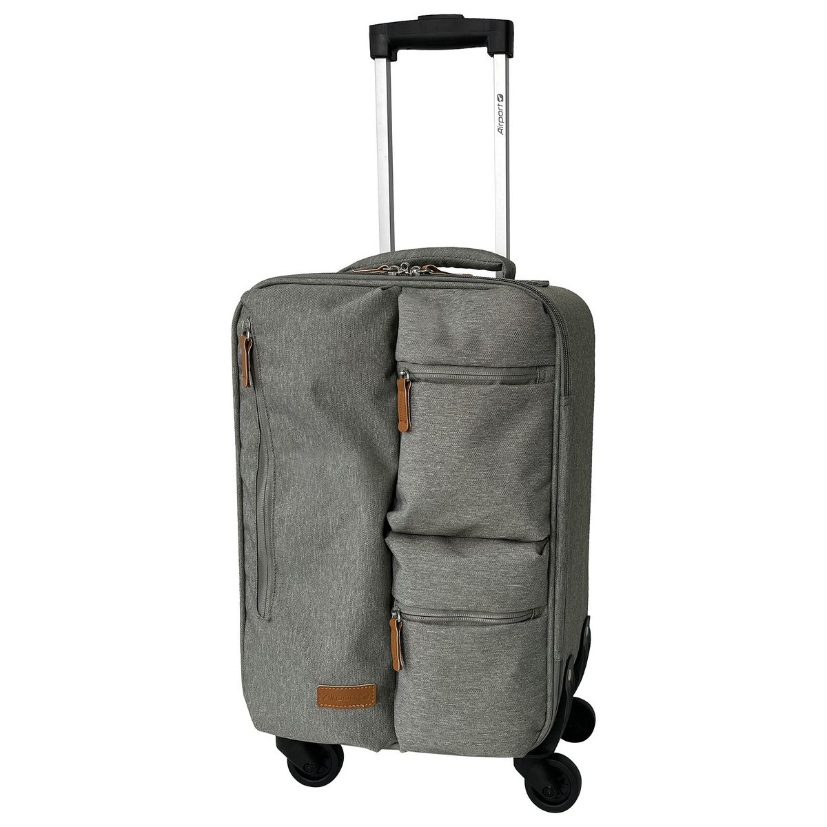 AIRPORT Valise souple polyester gris 8 roues 50x30x19cm Eco