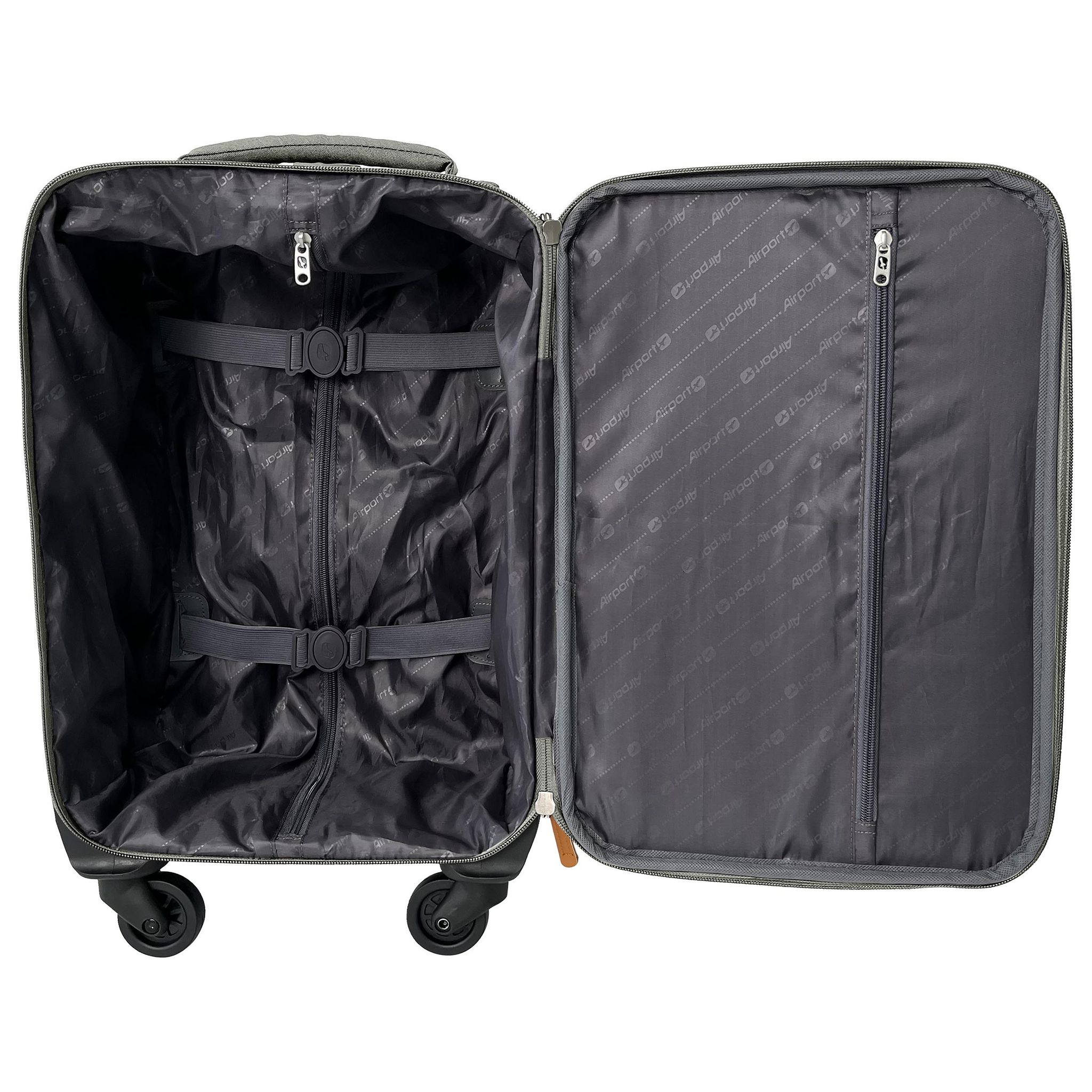 Voir la diapositive 6 : AIRPORT Valise souple polyester gris 8 roues 50x30x19cm Eco