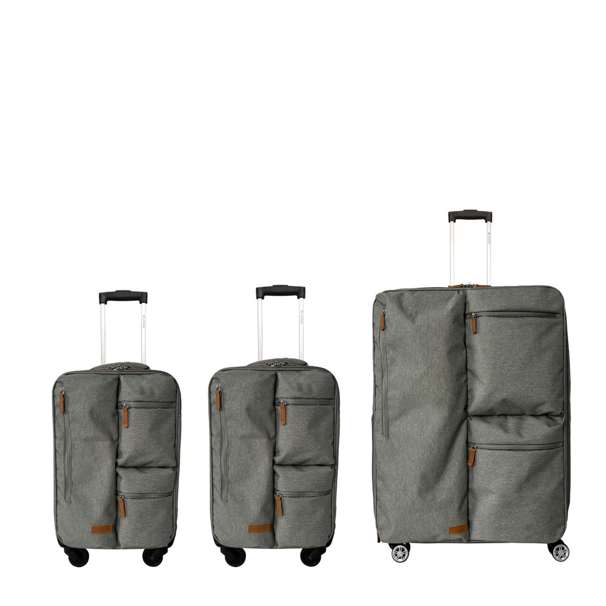 Voir la diapositive 7 : AIRPORT Valise souple polyester gris 8 roues 50x30x19cm Eco