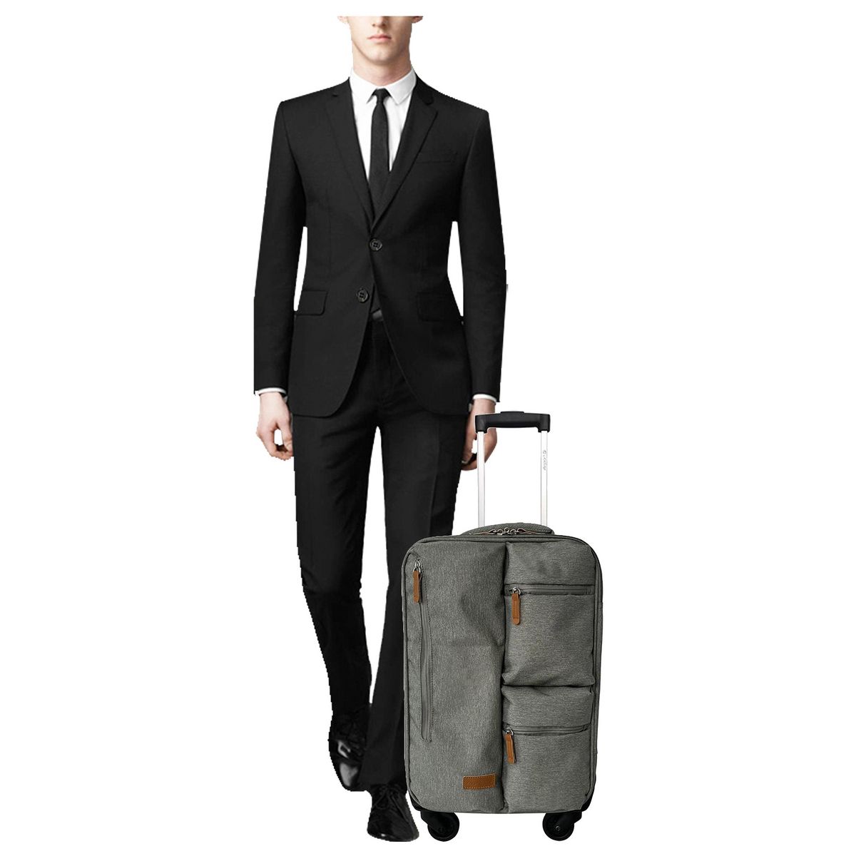 AIRPORT Valise souple polyester gris 8 roues 50x30x19cm Eco