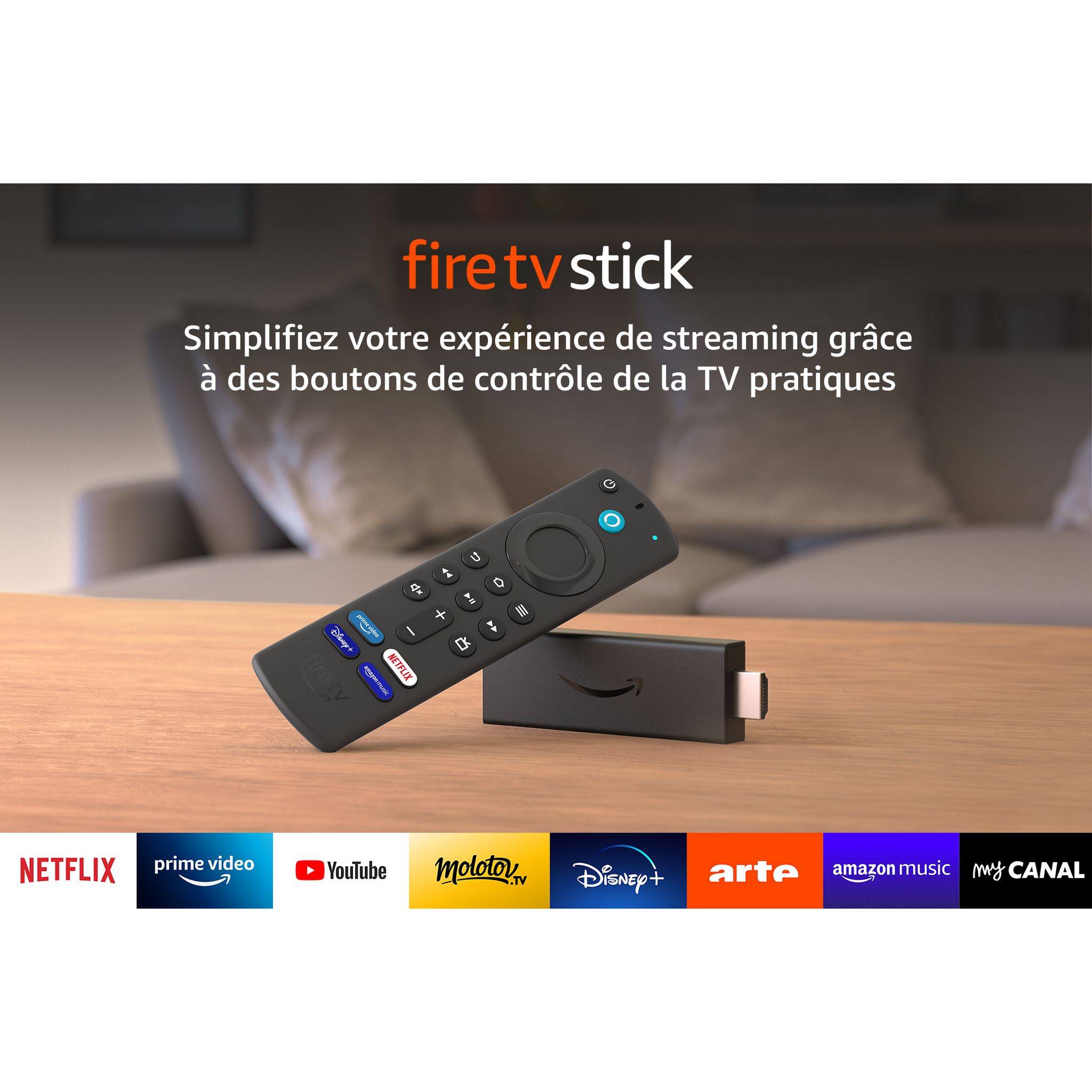 Voir la diapositive 2 : AMAZON Fire TV Stick HD avec télécommande vocale Alexa