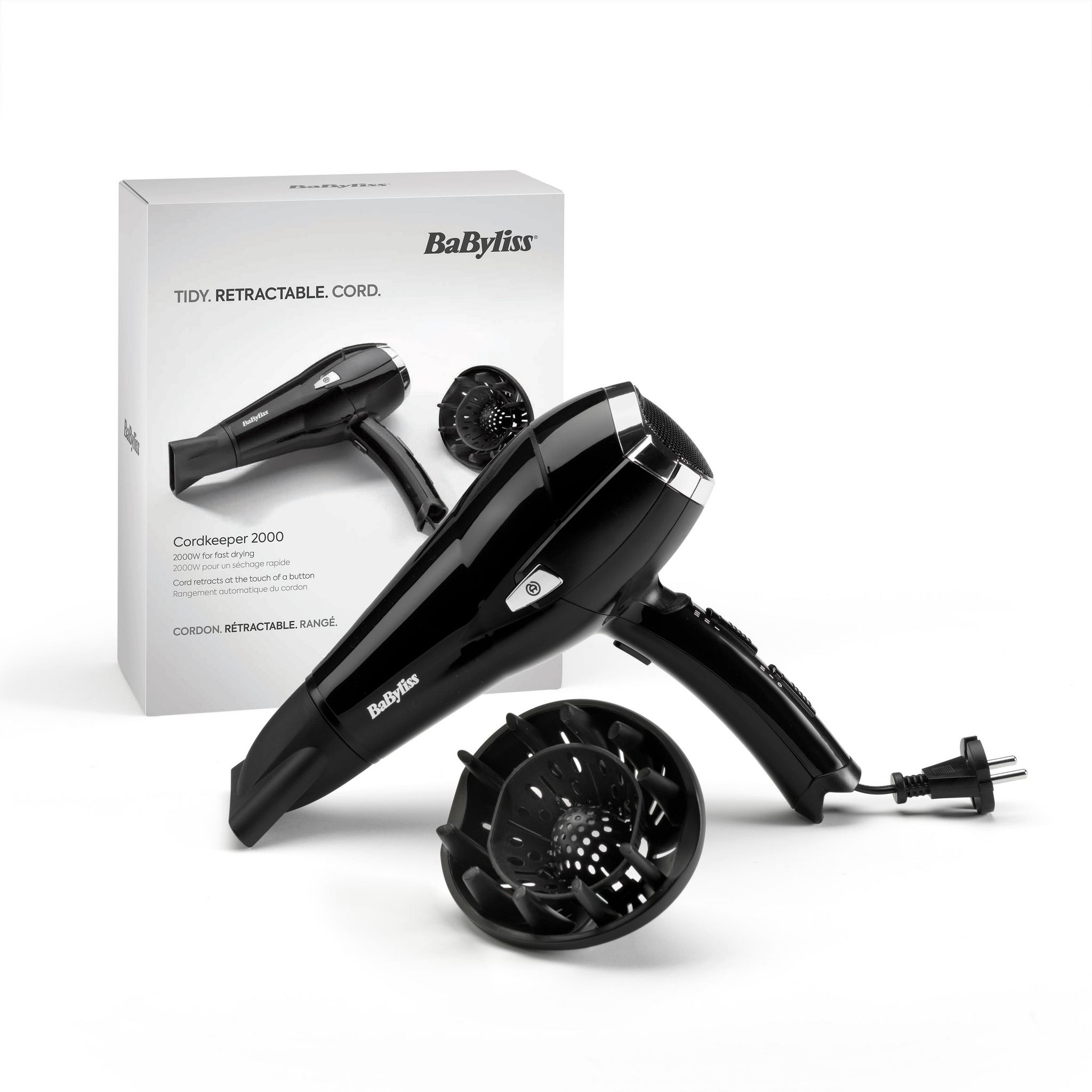 Voir la diapositive 3 : BABYLISS Sèche cheveux D374DE - Noir