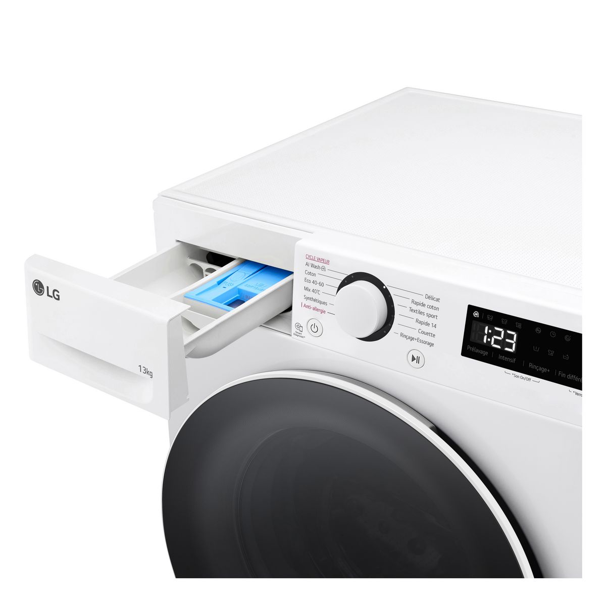 LG Lave linge hublot F34R50WHS, 13 kg, 1400 T/min, Moteur à induction, A