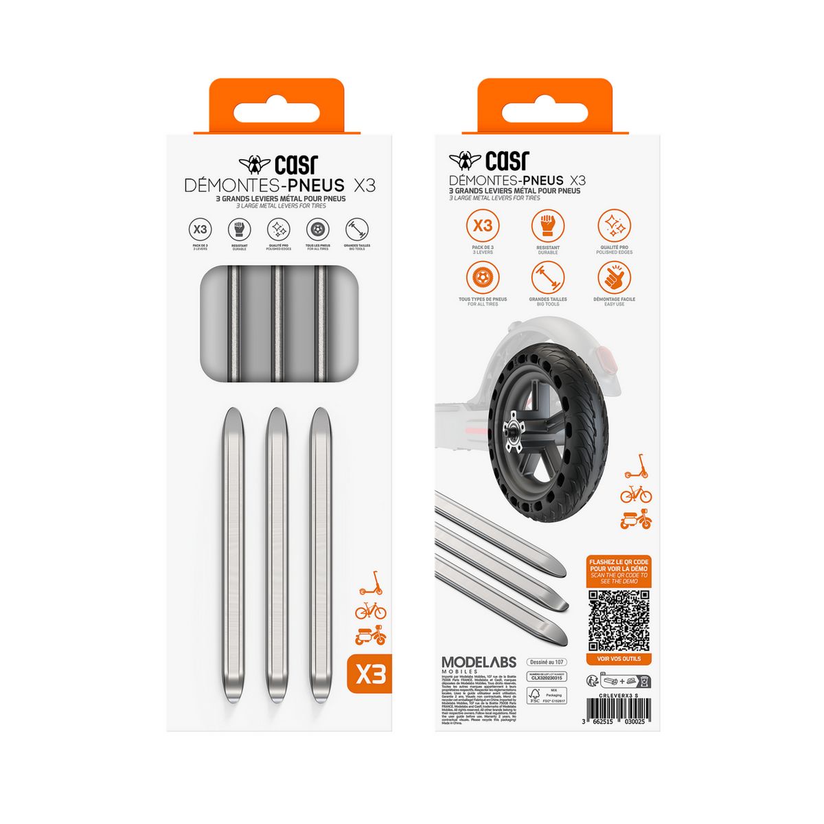 CASR Pack de 3 démonte pneus