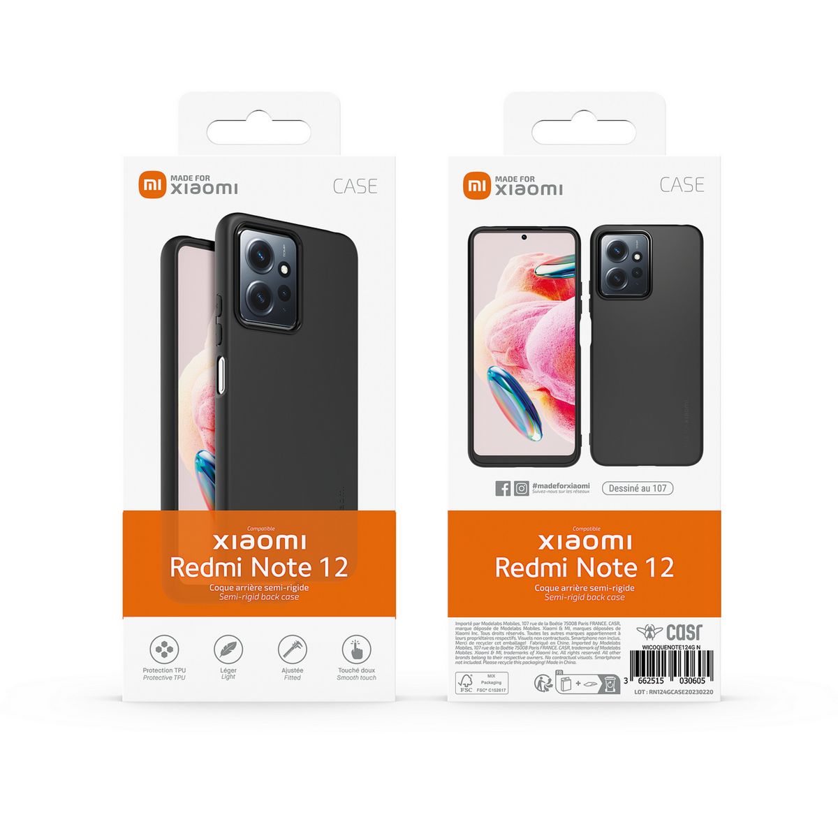 Coque rigide +Verre trempée pour Xiaomi Redmi Note 12 4G - Noir