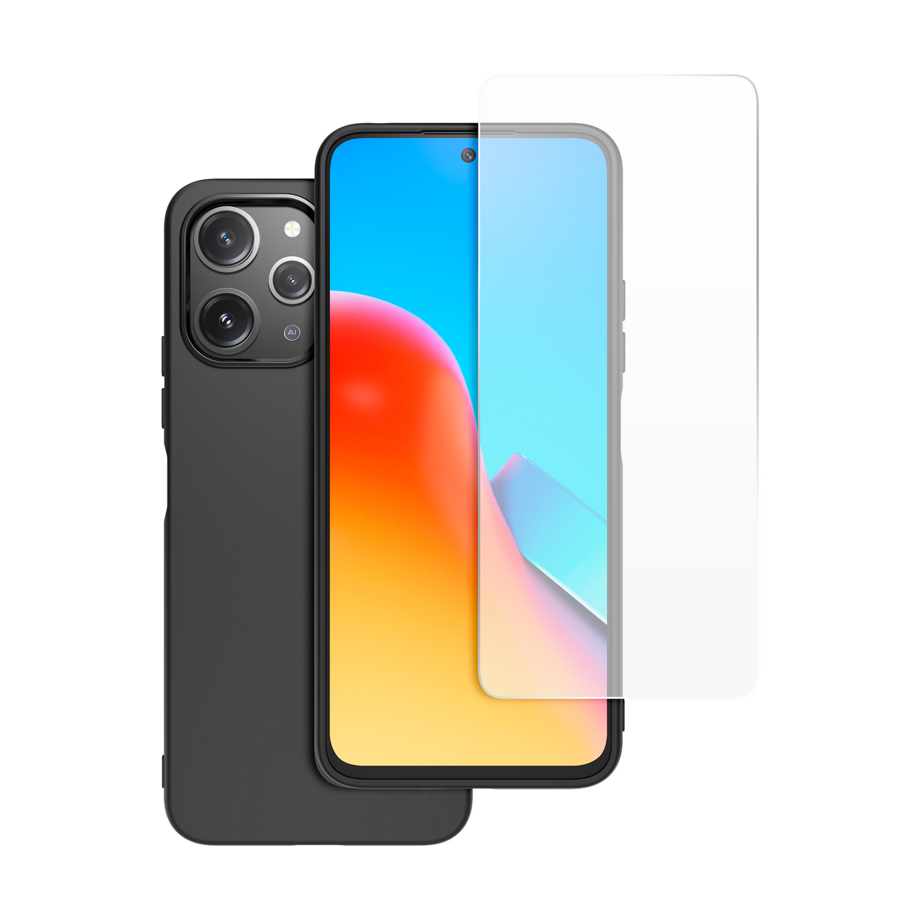 Voir la diapositive 6 : Coque rigide+Verre trempé pour Xiaomi Redmi Note 12 4/5G - Noir