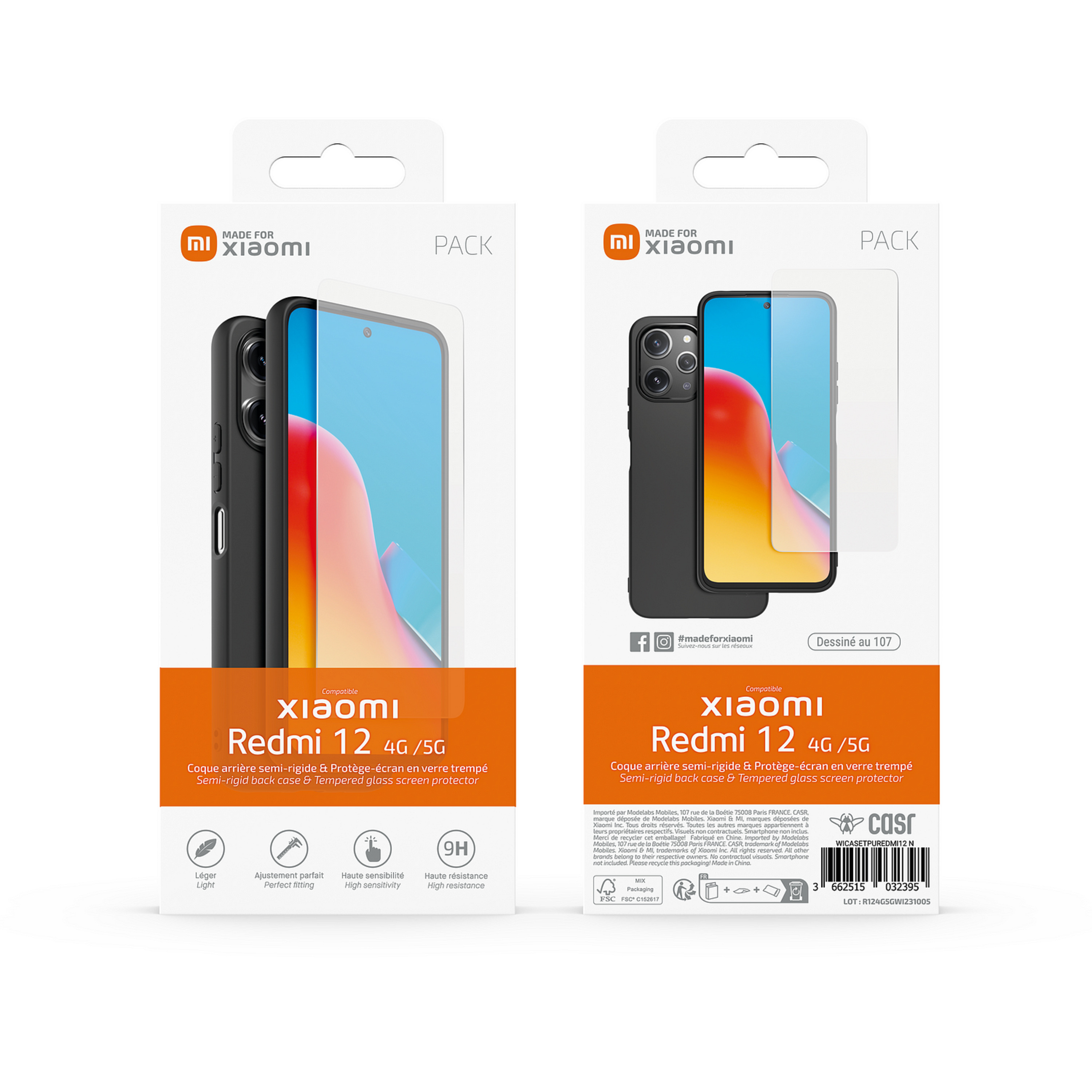 Voir la diapositive 9 : Coque rigide+Verre trempé pour Xiaomi Redmi Note 12 4/5G - Noir