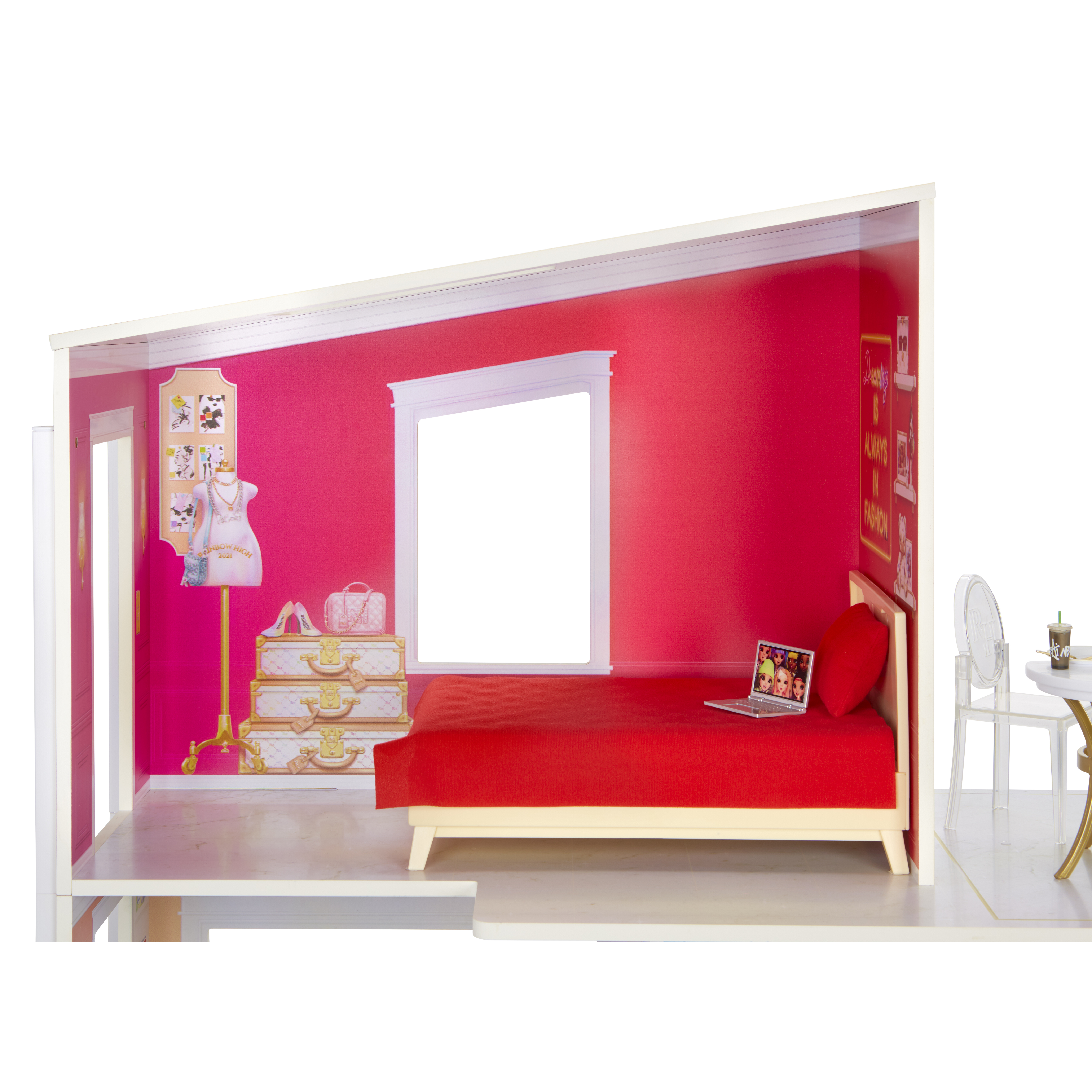 Voir la diapositive 8 : MGA Maison de poupée en bois Rainbow High
