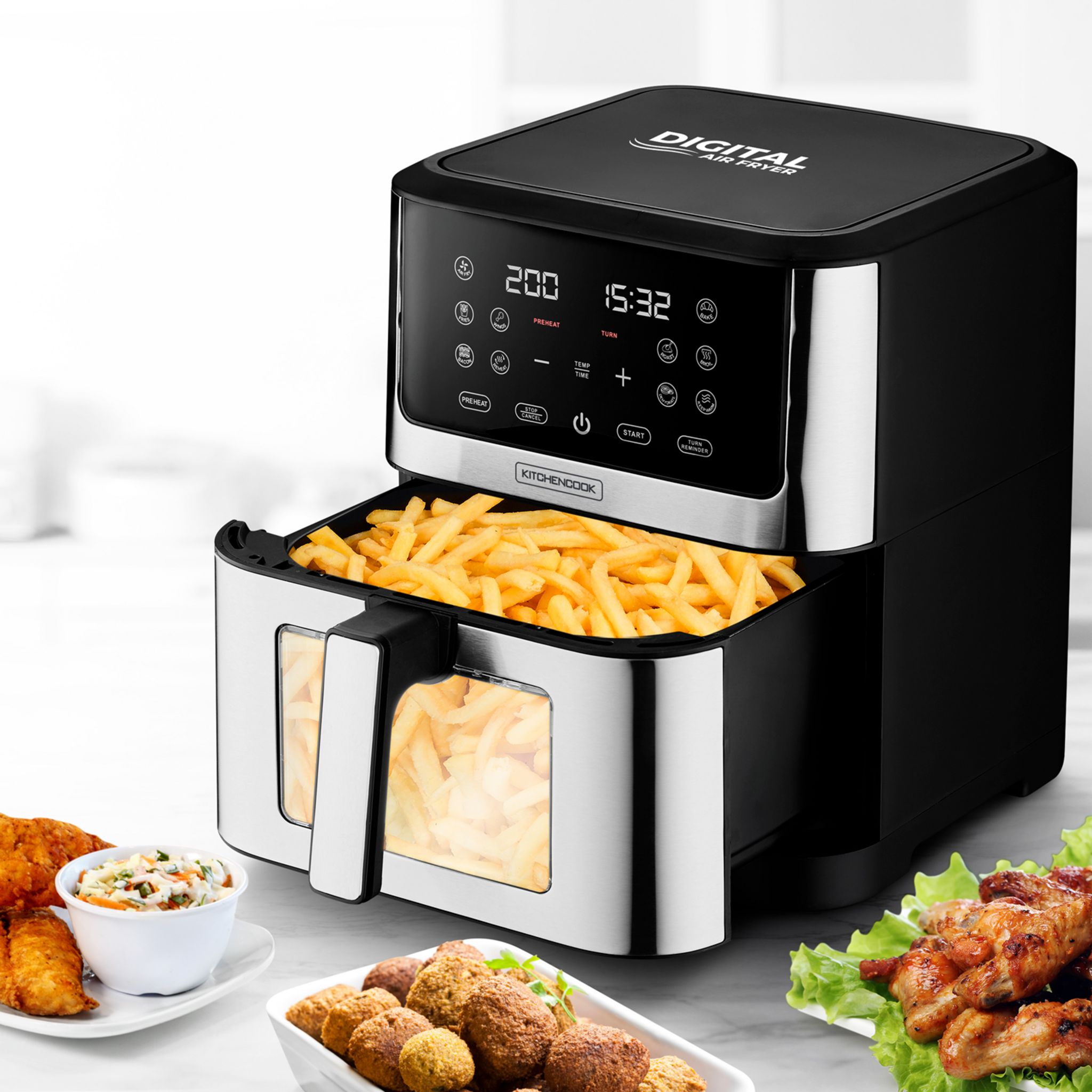 Voir la diapositive 6 : KITCHENCOOK Friteuse électrique sans huile à air chaud AIRMED WXL - Gris et noir