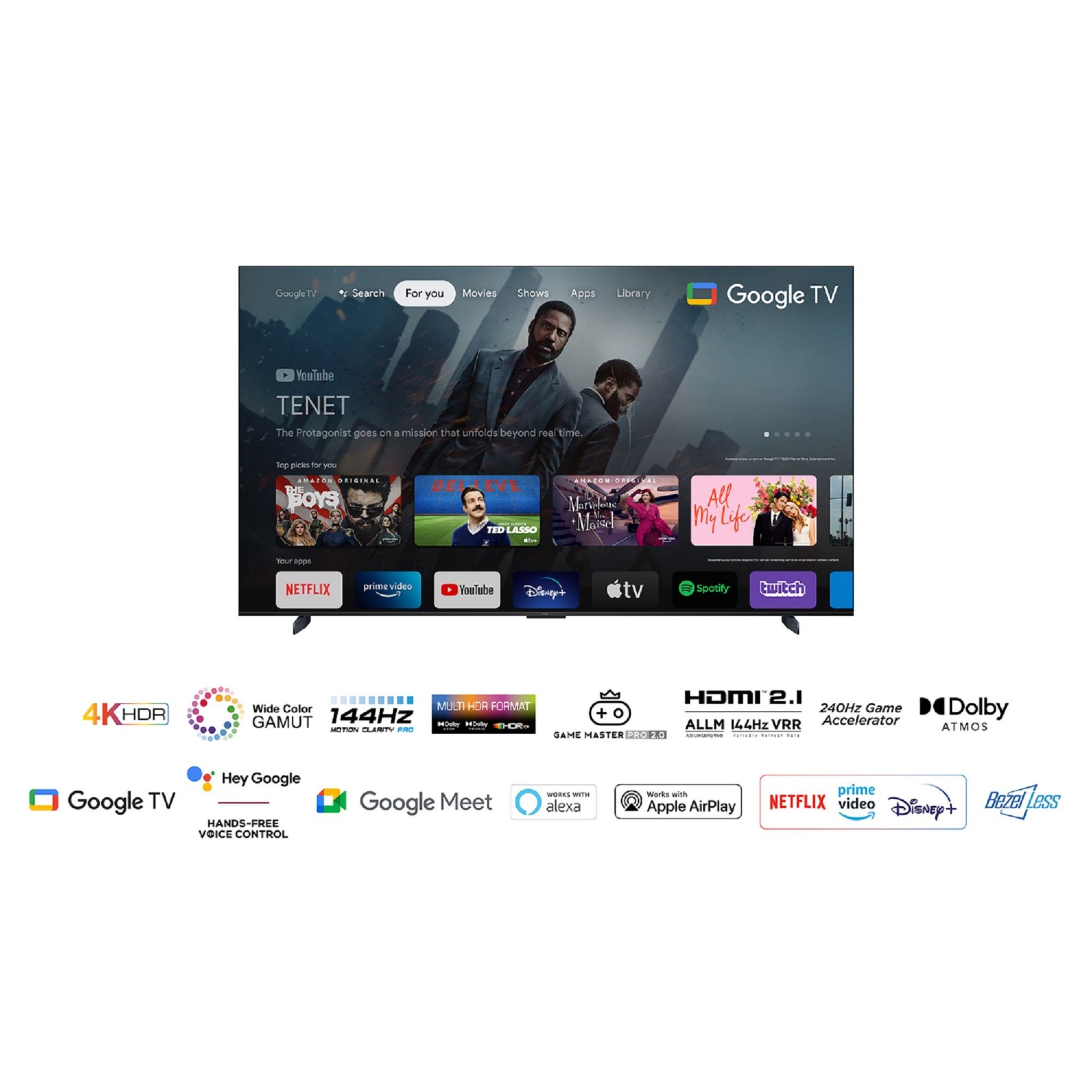Voir la diapositive 10 : TCL 98P745 2023 TV LED 4K UHD 248 cm Google TV