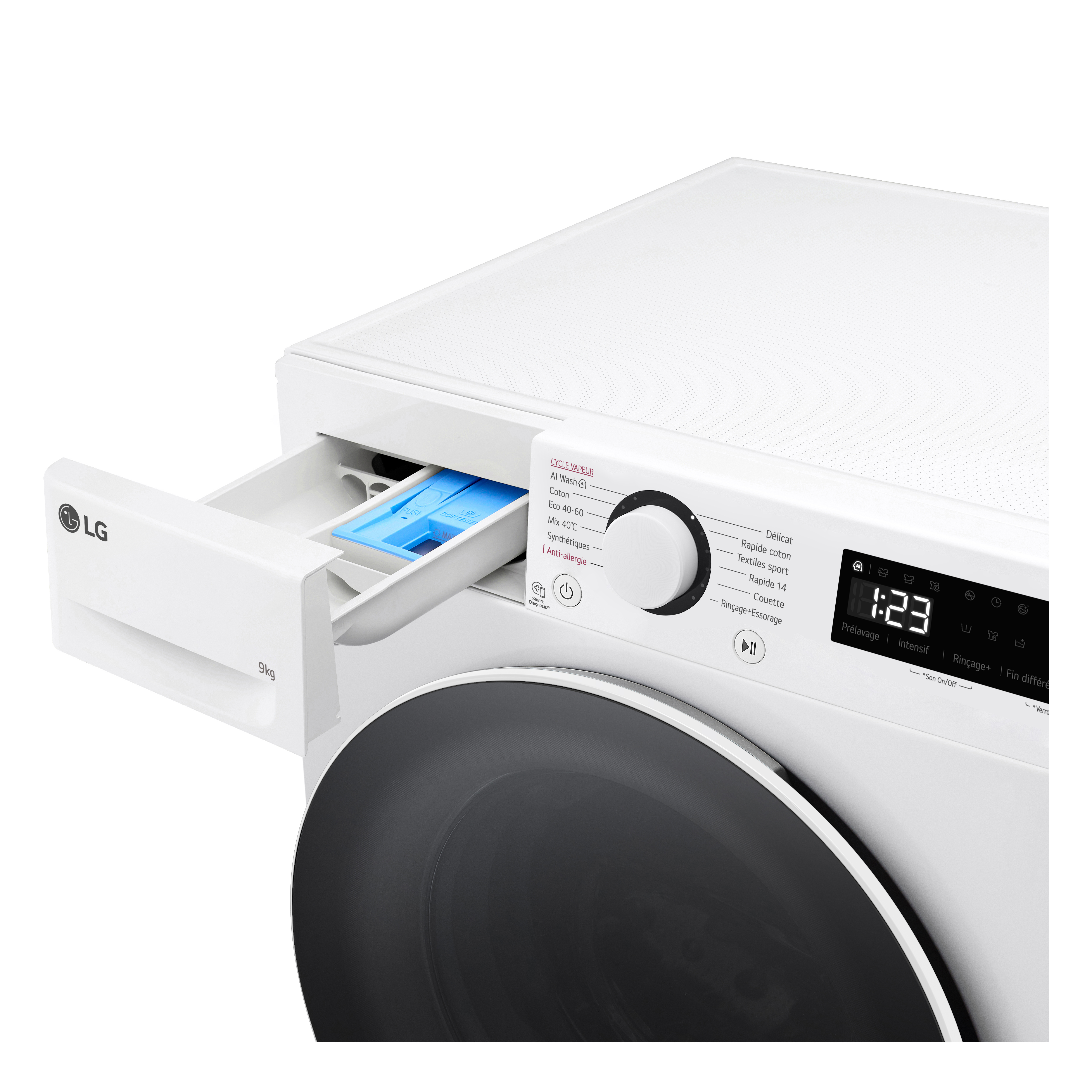 Voir la diapositive 6 : LG Lave linge hublot F92SR50WHS, 9 kg, 1200 T/min, Moteur à induction, A