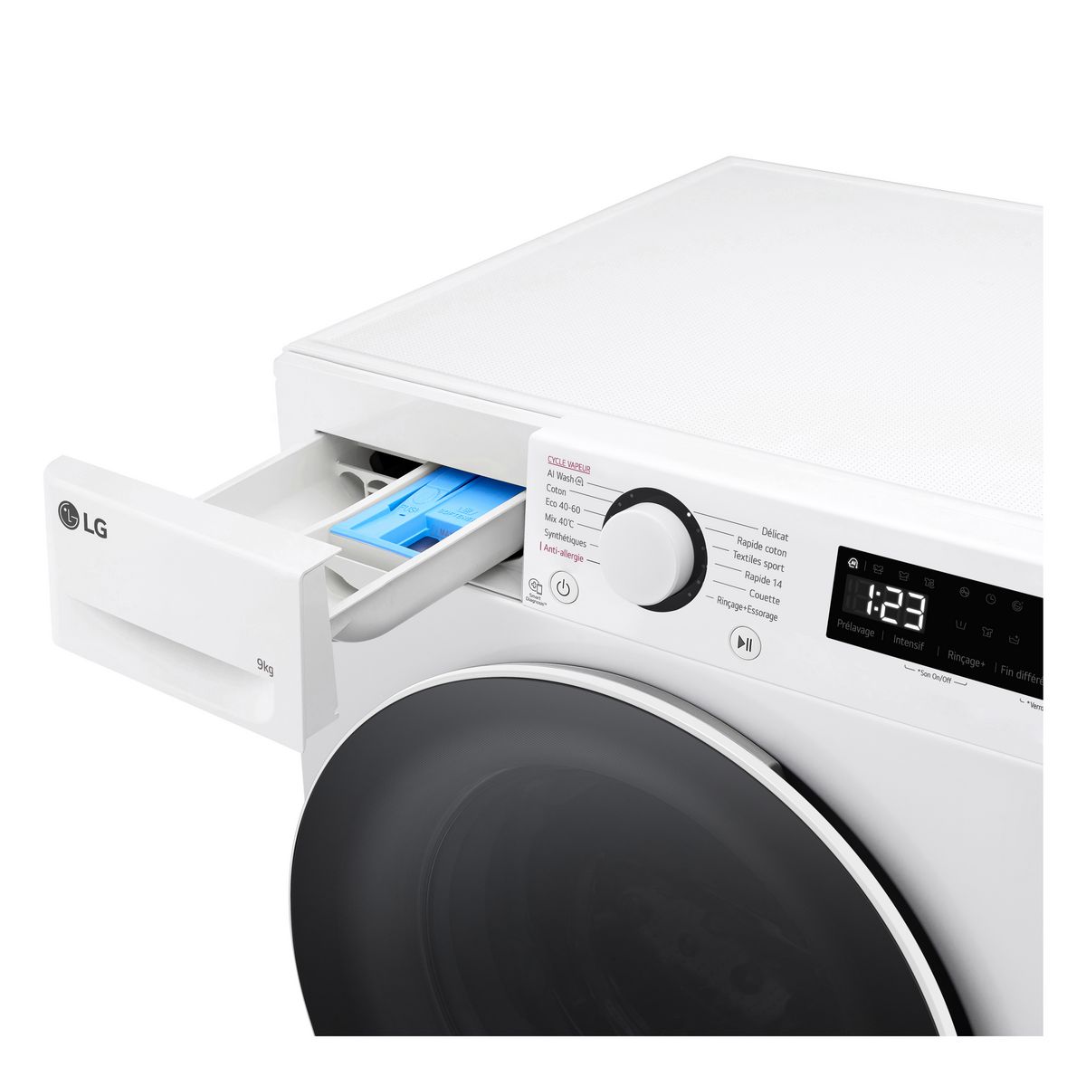 LG Lave linge hublot F92SR50WHS, 9 kg, 1200 T/min, Moteur à induction, A