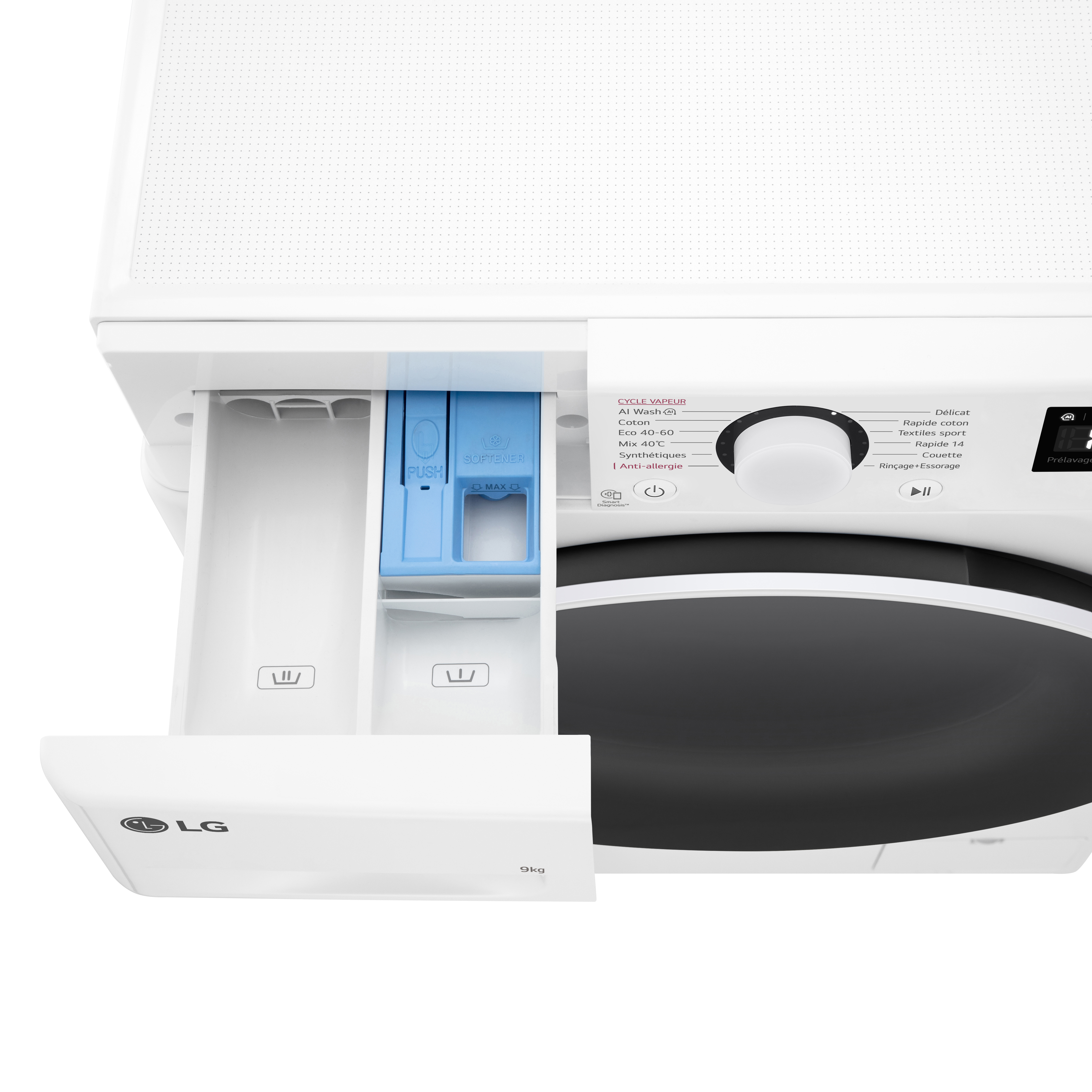 Voir la diapositive 7 : LG Lave linge hublot F92SR50WHS, 9 kg, 1200 T/min, Moteur à induction, A