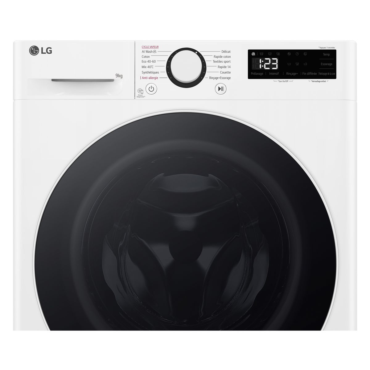 LG Lave linge hublot F92SR50WHS, 9 kg, 1200 T/min, Moteur à induction, A