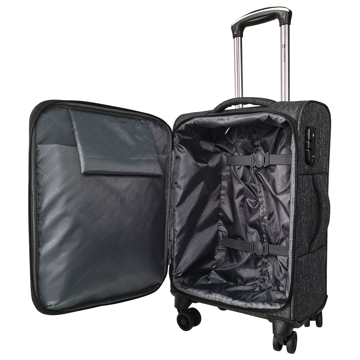 AIRPORT Valise cabine souple noire Poly Soft 55x35x20cm