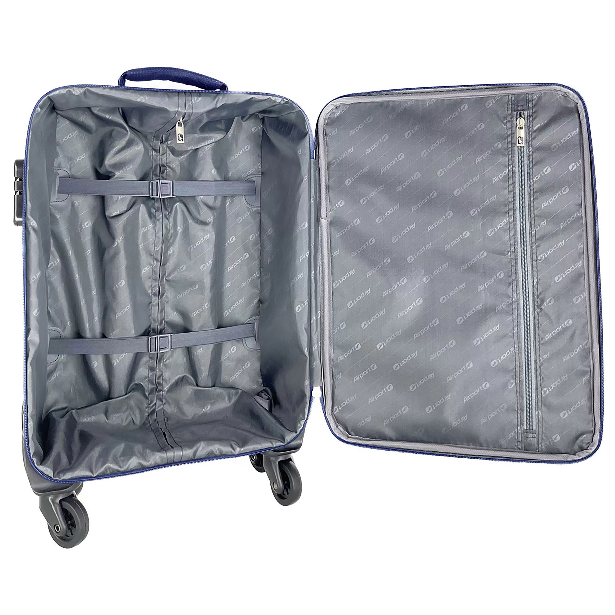 Voir la diapositive 6 : AIRPORT Valise cabine souple bleue Easy Sky 55x35x18cm