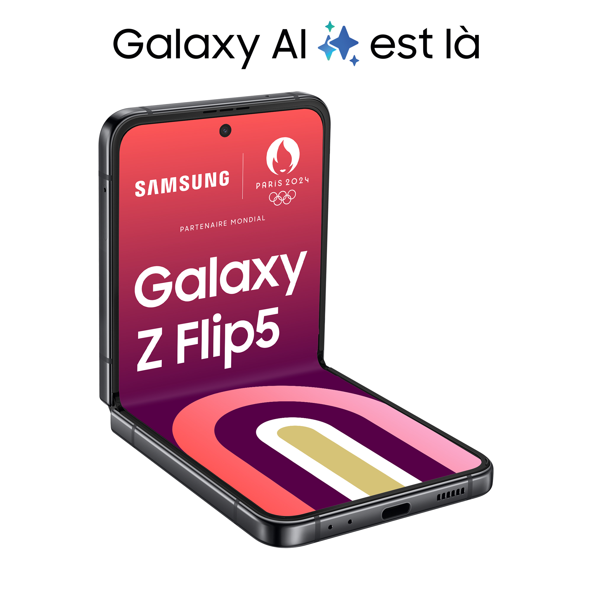 Voir la diapositive 3 : SAMSUNG Galaxy Z Flip5 Smartphone avec Galaxy AI 256Go - Gris
