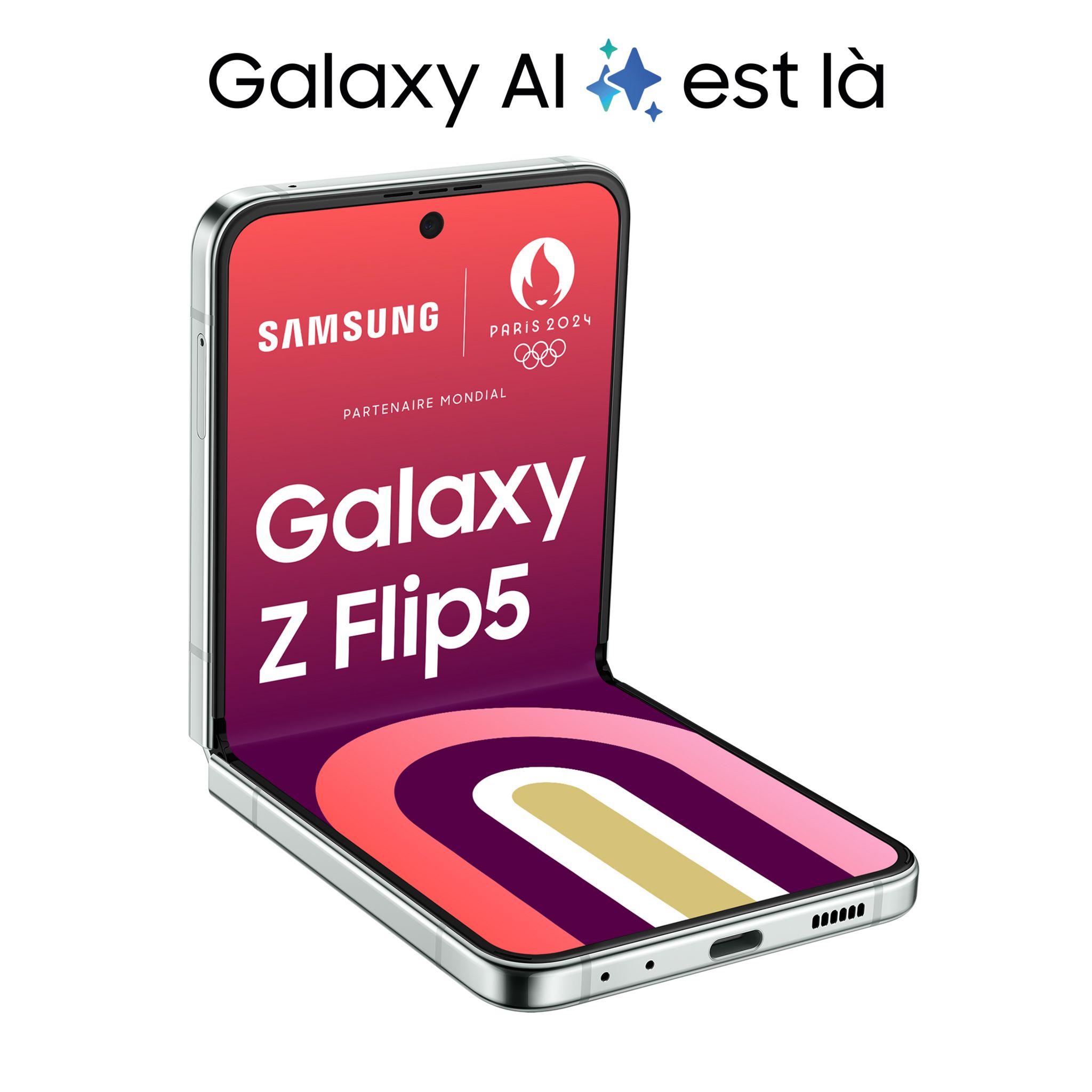 Voir la diapositive 3 : SAMSUNG Galaxy Z Flip5 Smartphone avec Galaxy AI 256 Go - Vert