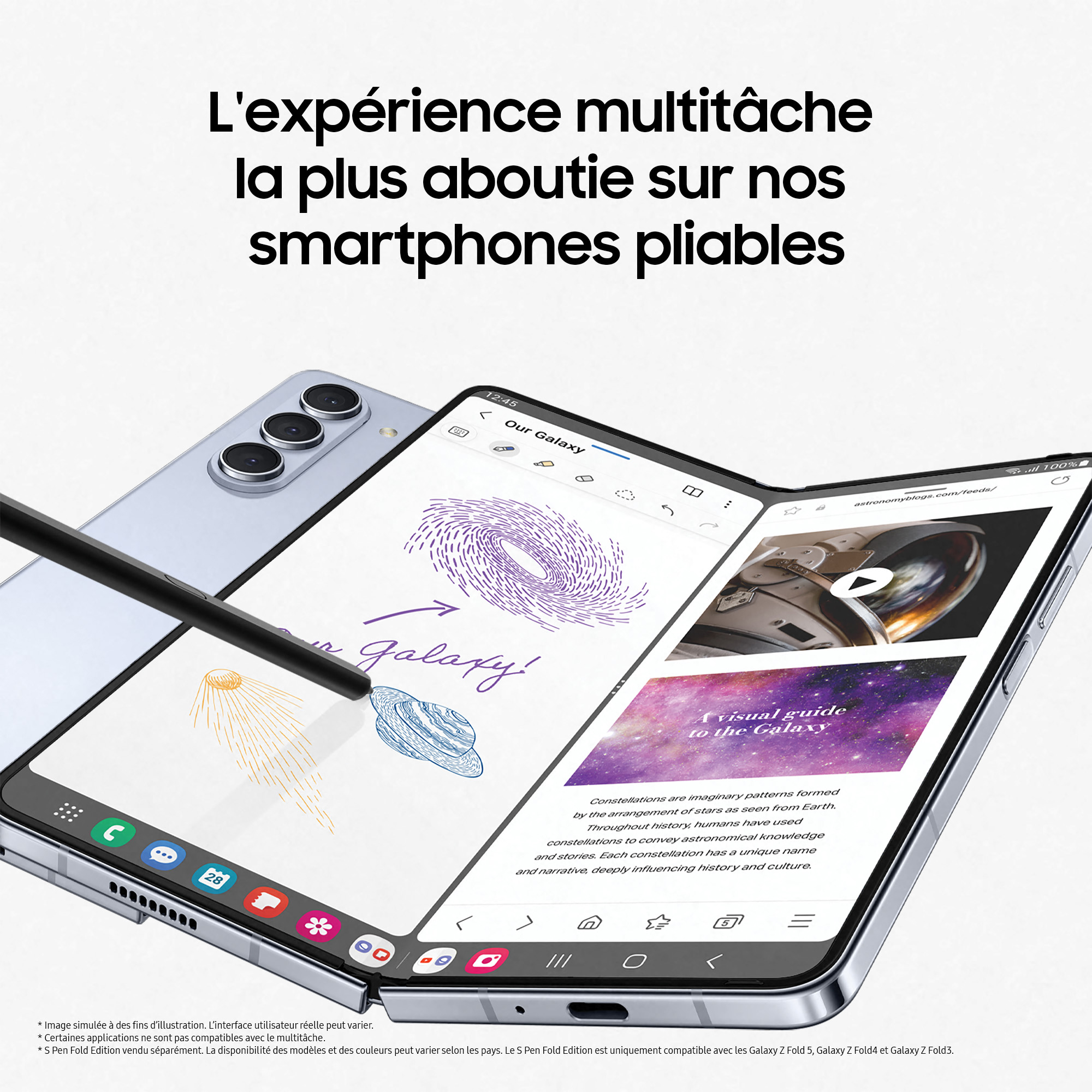 Voir la diapositive 12 : SAMSUNG Galaxy Z Fold5 Smartphone avec Galaxy AI 512Go - Crème