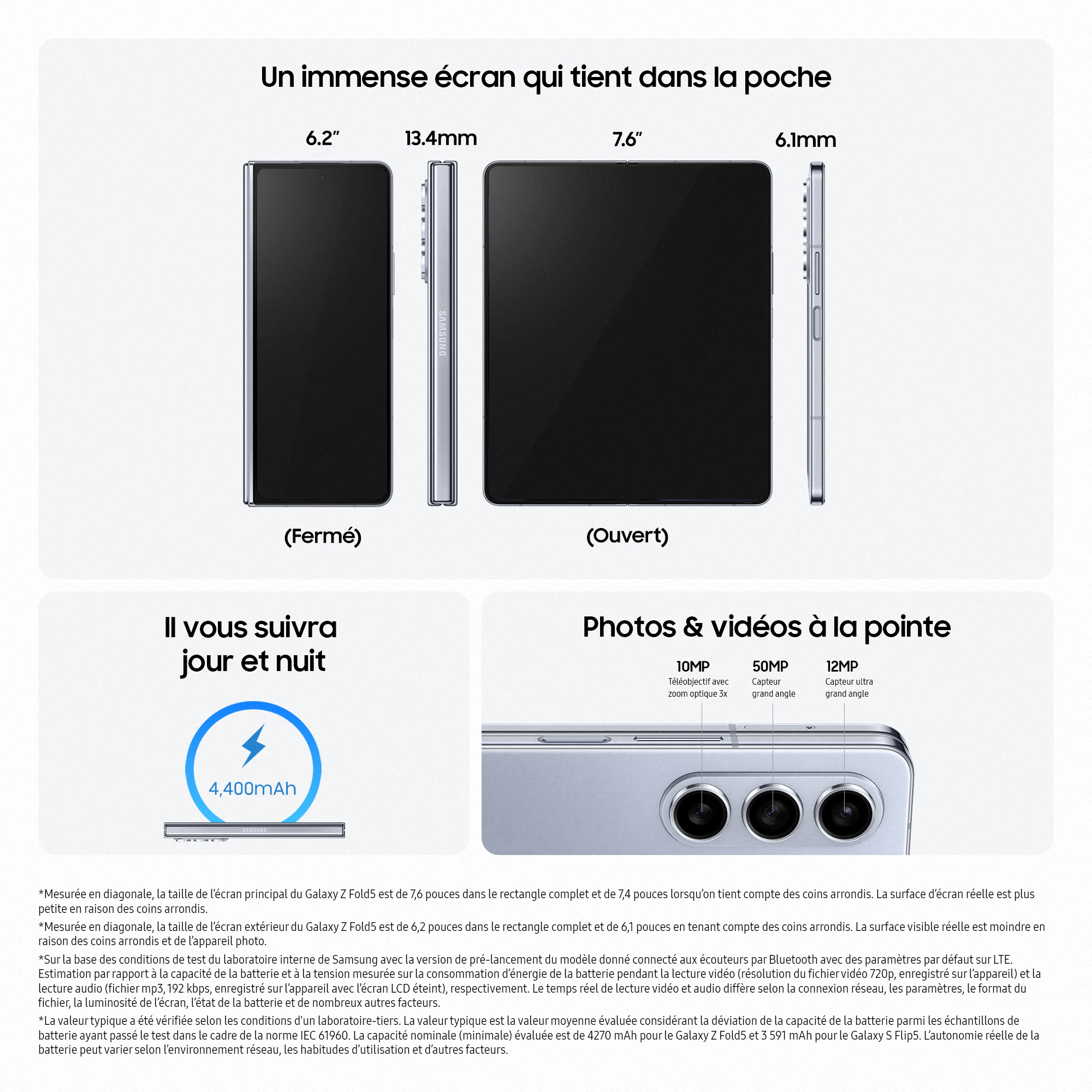Voir la diapositive 14 : SAMSUNG Galaxy Z Fold5 Smartphone avec Galaxy AI 512Go - Crème