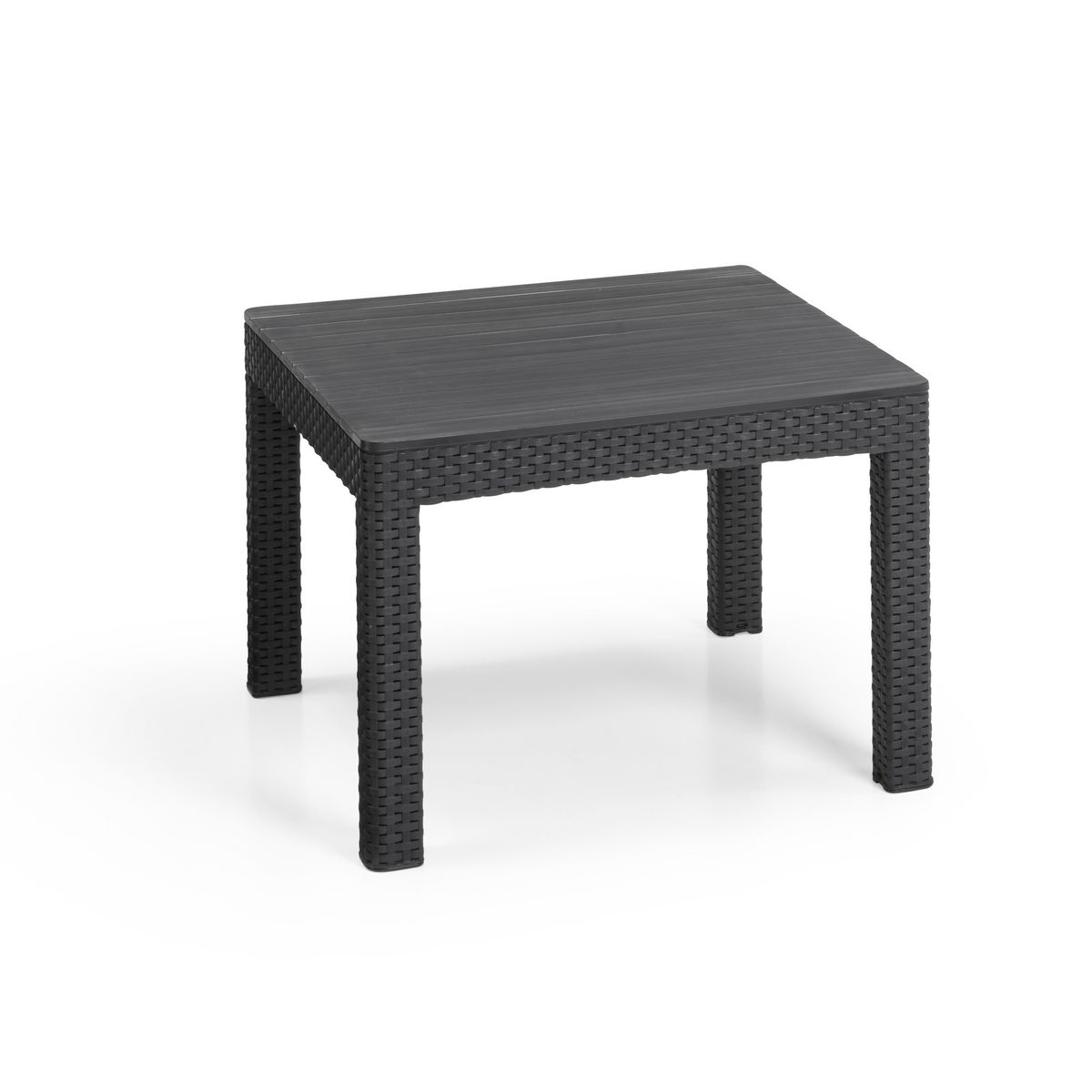 ALLIBERT Salon bas de jardin 4 places imitation rotin tressé - Graphite