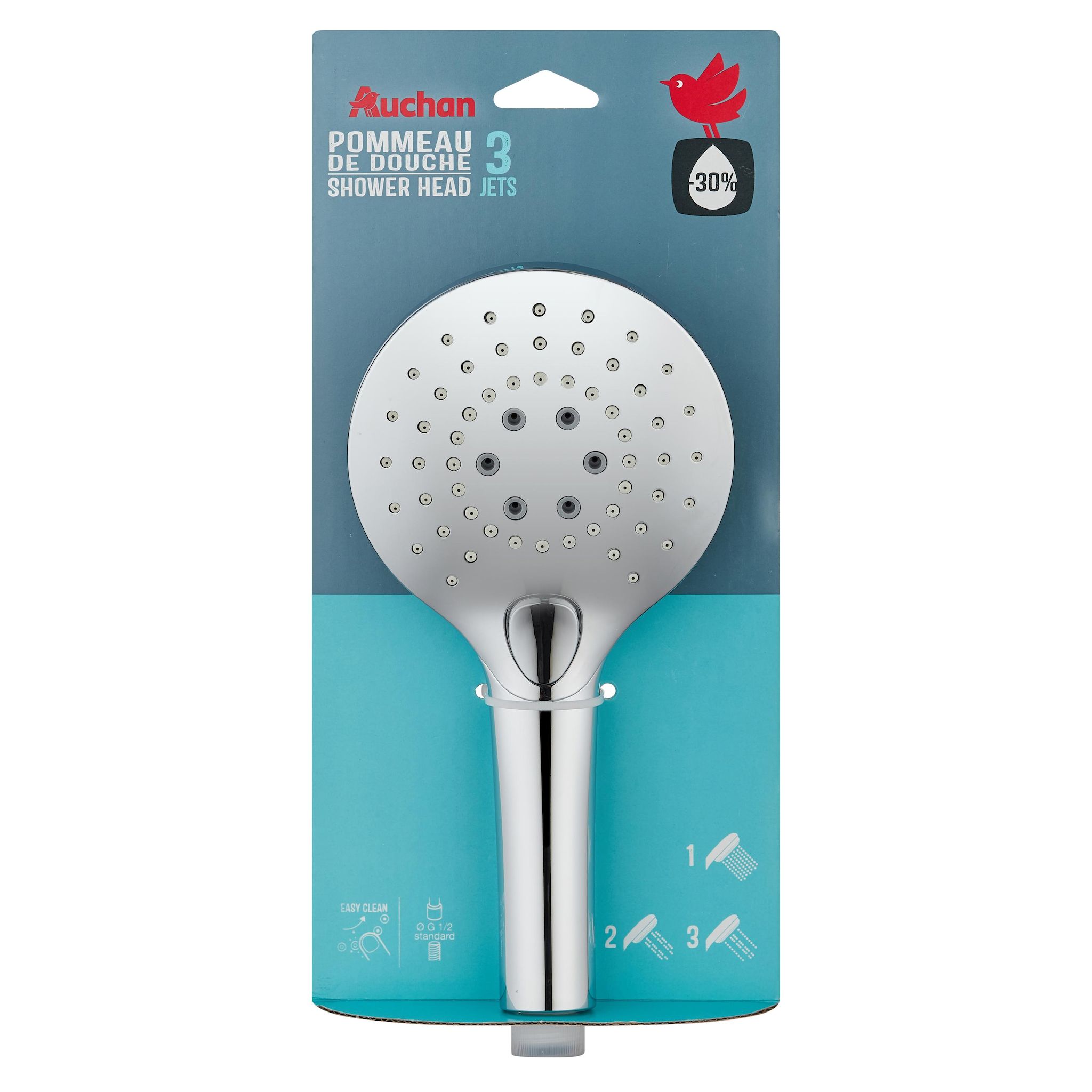 Voir la diapositive 2 : AUCHAN Douchette 3 fonctions noire