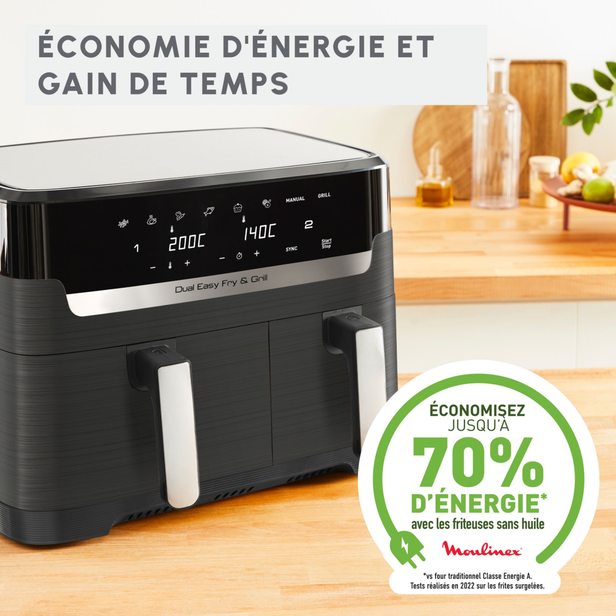 Voir la diapositive 5 : MOULINEX Friteuse électrique sans huile à air chaud Easy Fry EZ905B20 - Gris