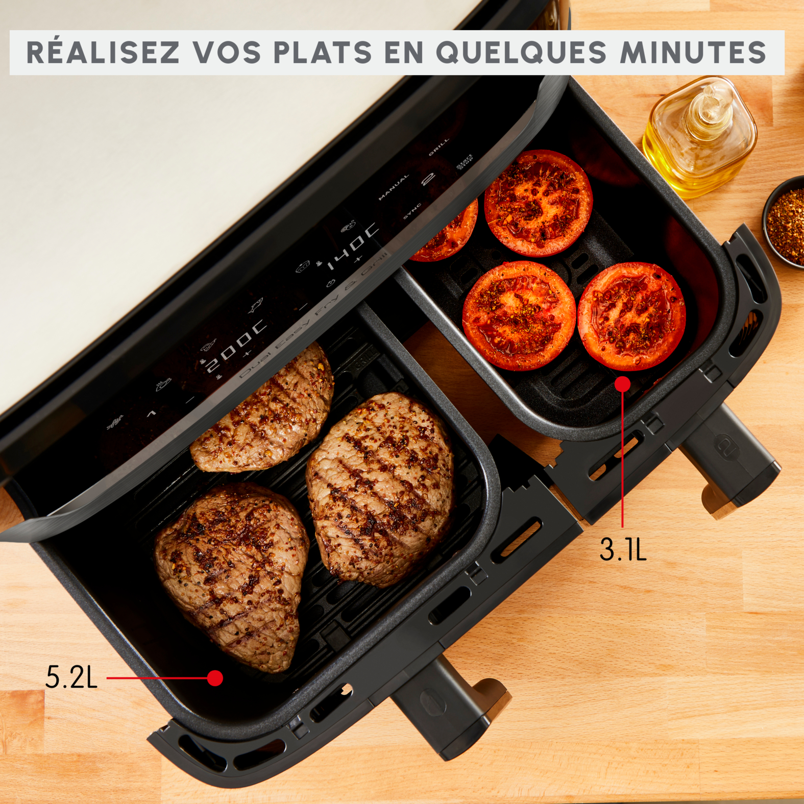 Voir la diapositive 9 : MOULINEX Friteuse électrique sans huile à air chaud Easy Fry EZ905B20 - Gris