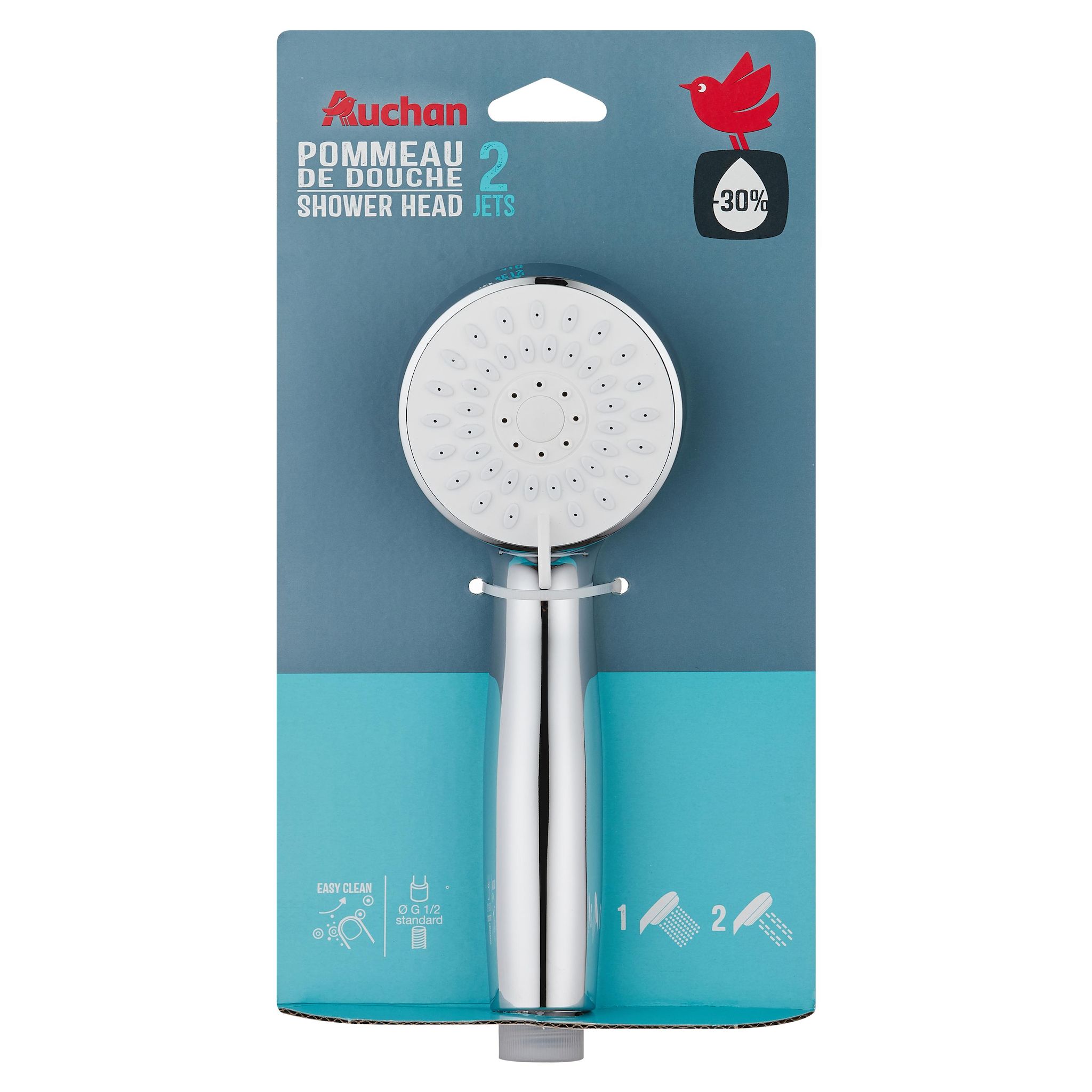 Voir la diapositive 2 : AUCHAN Douchette 2 fonctions chrome