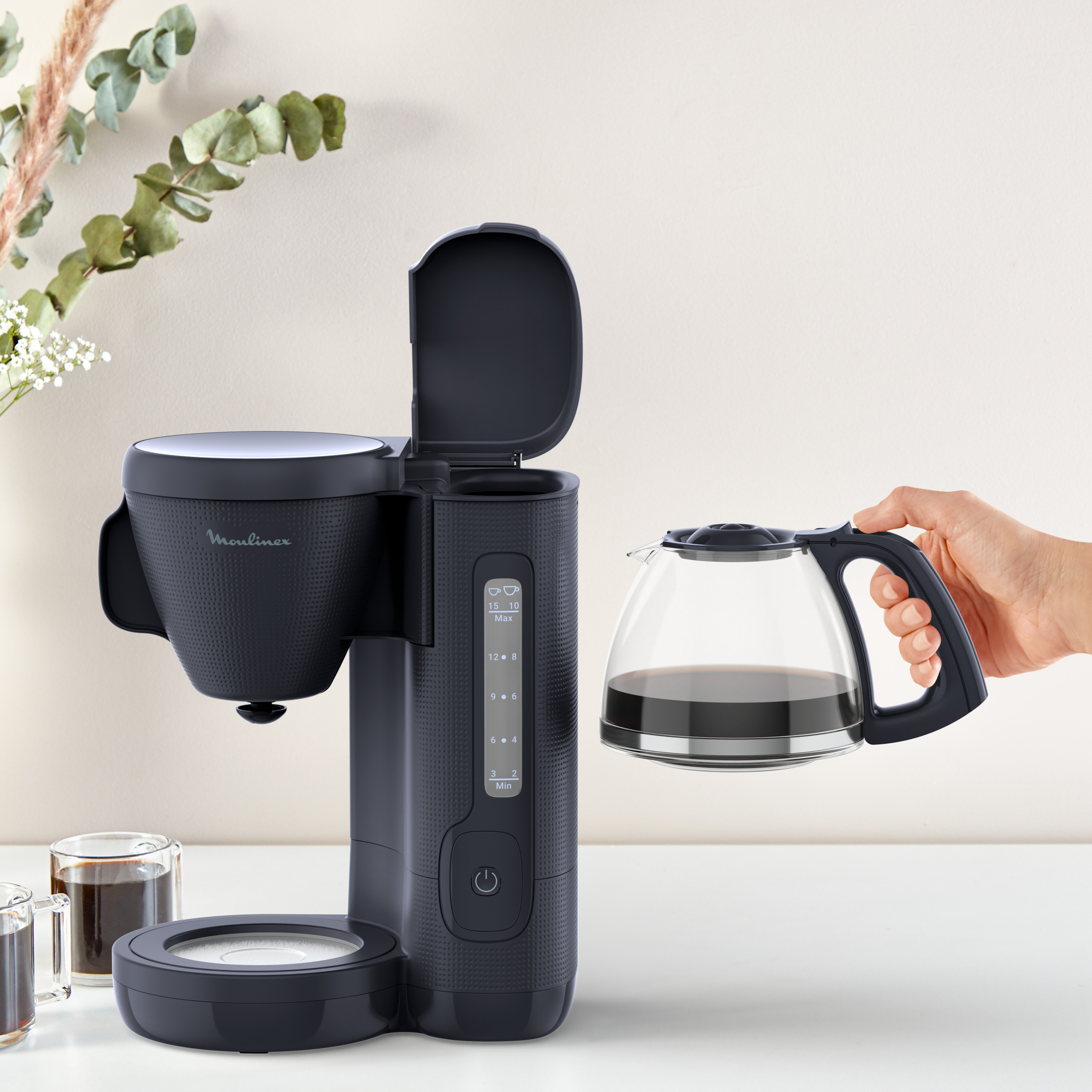 Voir la diapositive 3 : MOULINEX Cafetière électrique filtre Morning FG2M0810 - Bleu nuit