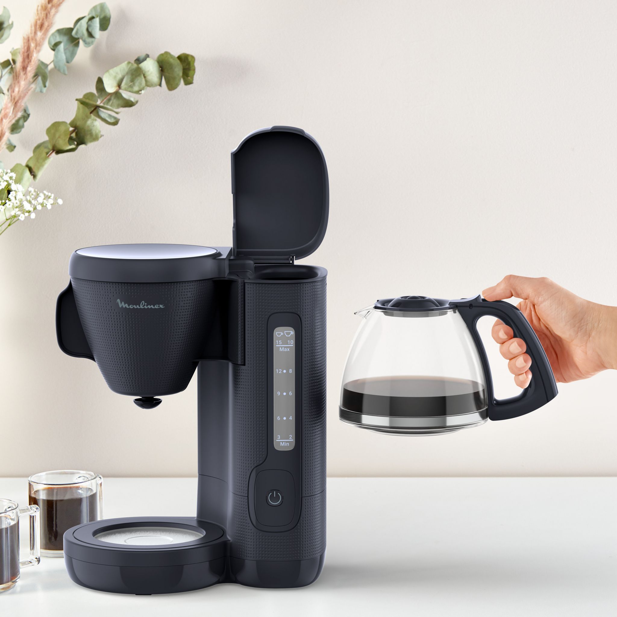 Voir la diapositive 3 : MOULINEX Cafetière électrique filtre Morning FG2M0810 - Bleu nuit