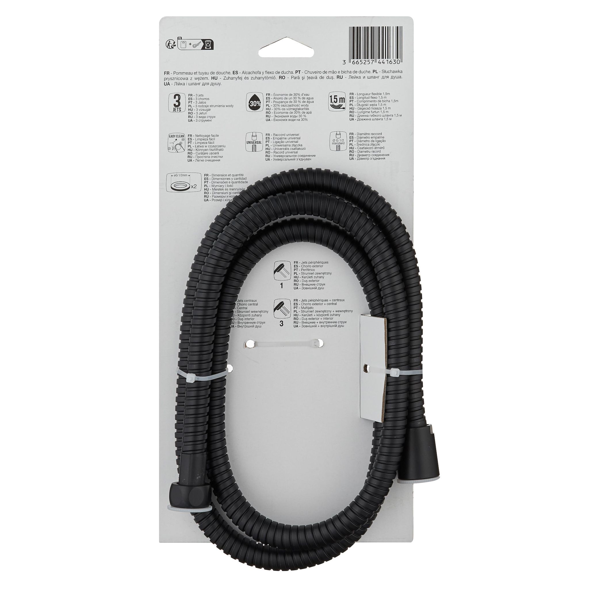 Voir la diapositive 3 : AUCHAN Douchette 3 fonctions + flexible