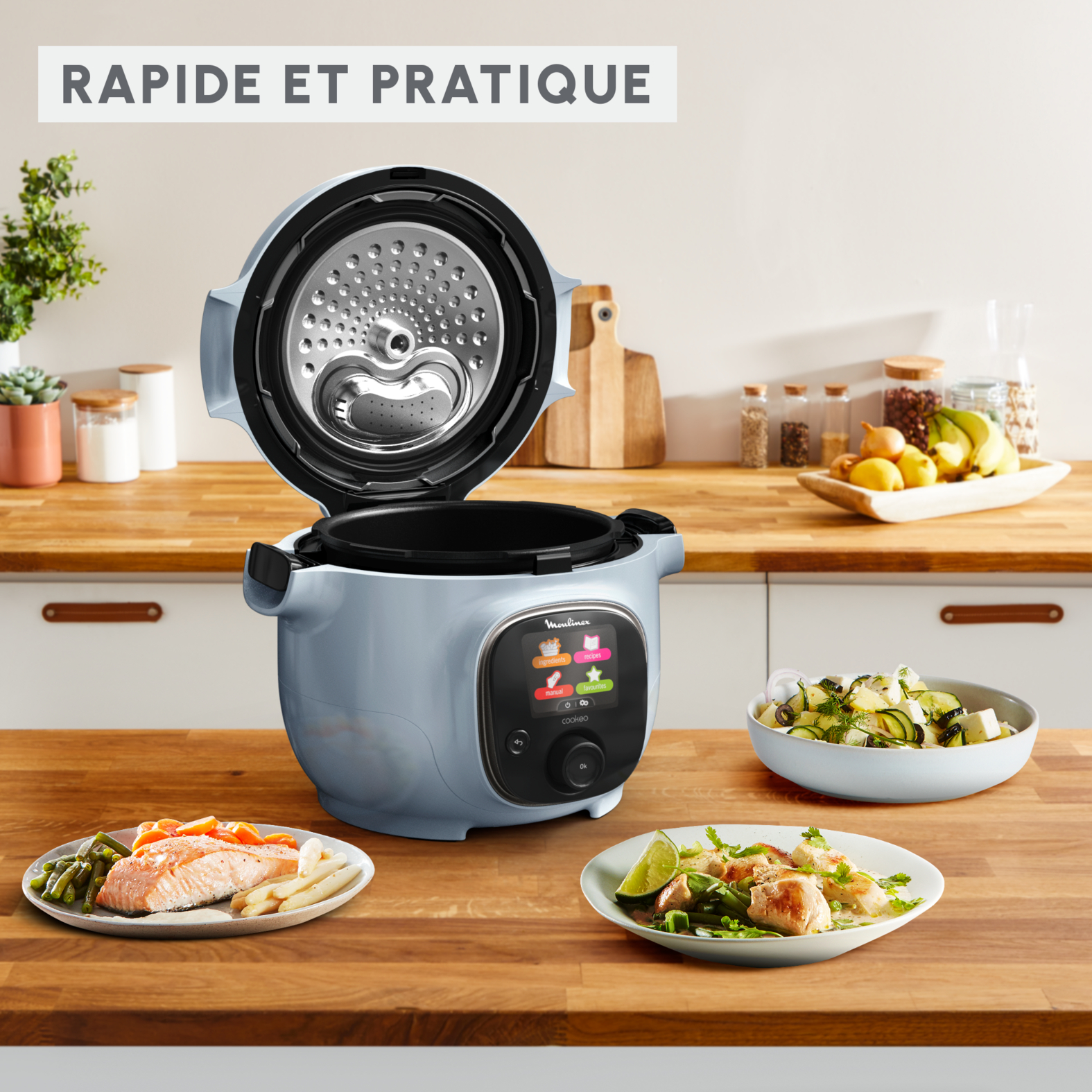 Voir la diapositive 4 : MOULINEX Multicuiseur intelligent Cookeo + Mini CE880410 - Bleu