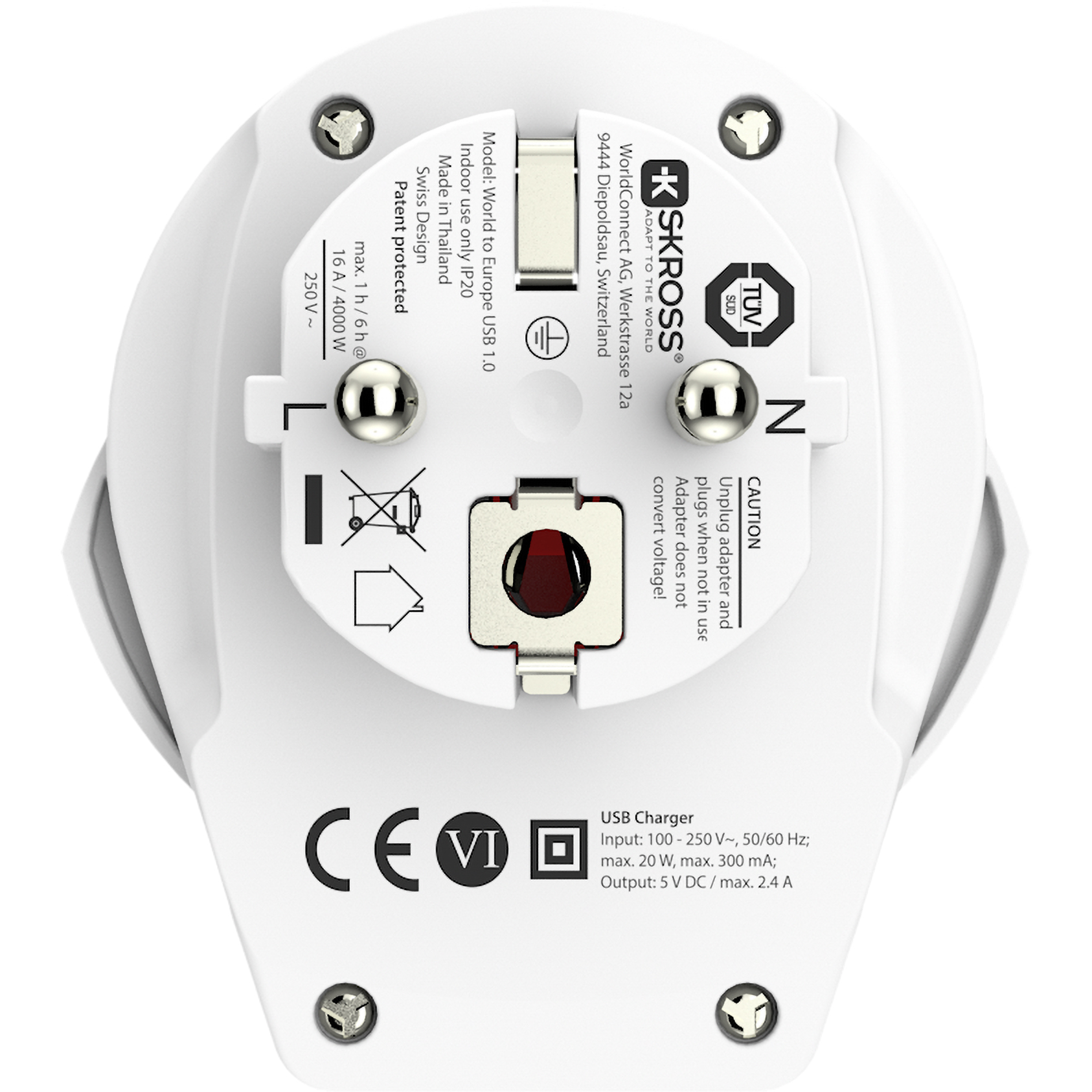 Voir la diapositive 3 : SKROSS Adaptateur World to Euro - Blanc