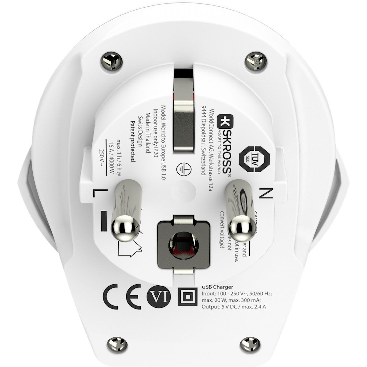 SKROSS Adaptateur World to Euro - Blanc