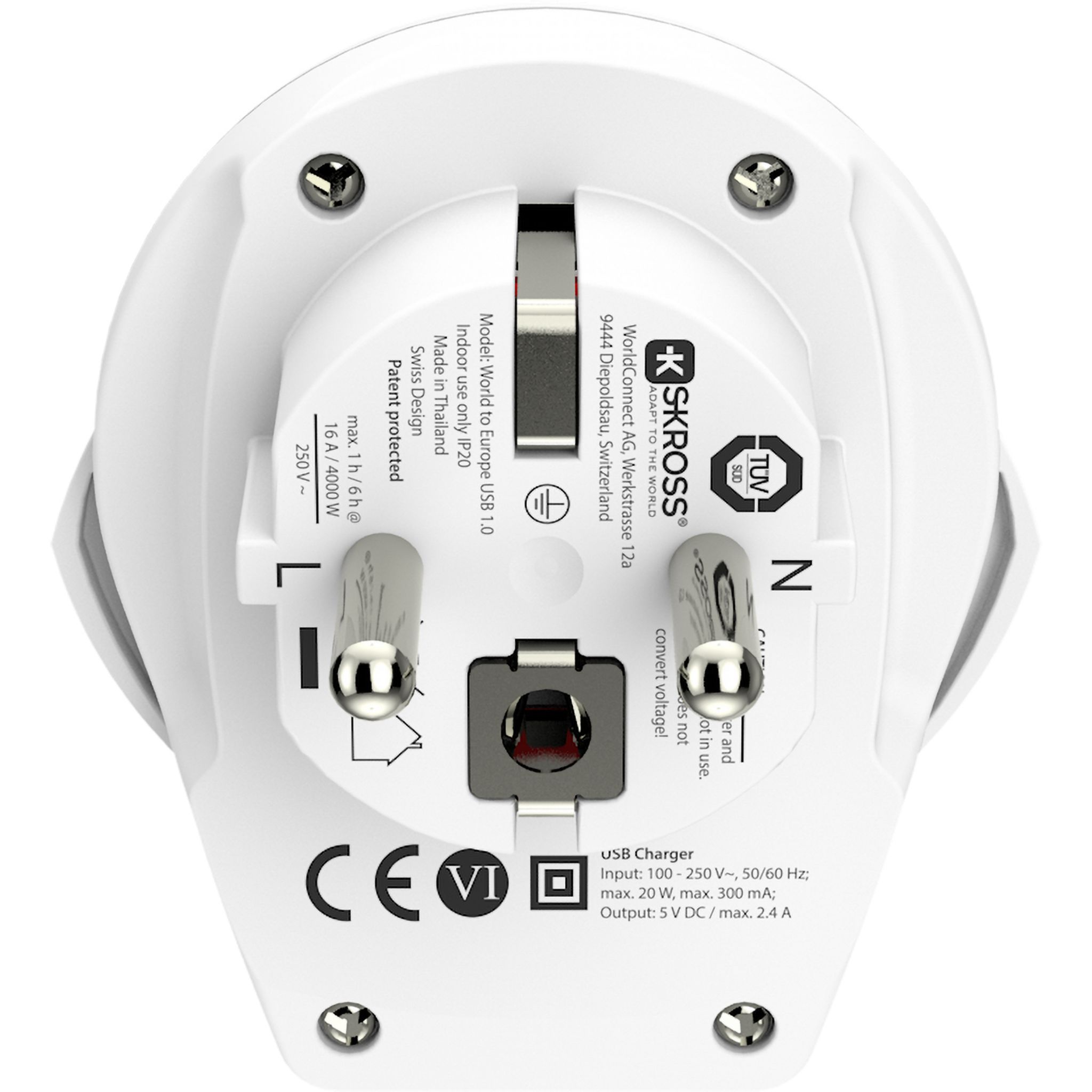 Voir la diapositive 6 : SKROSS Adaptateur World to Euro - Blanc