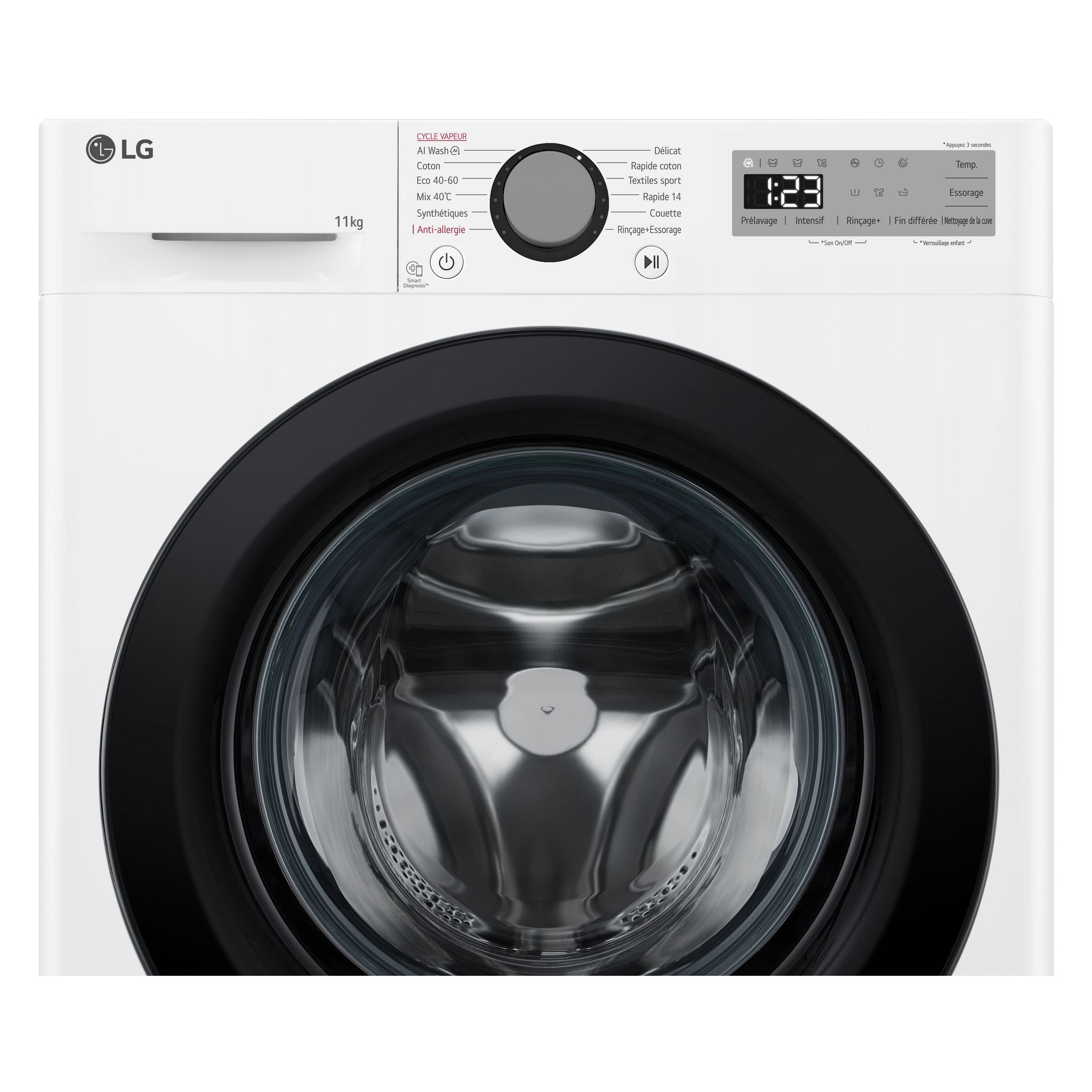 Voir la diapositive 6 : LG Lave linge hublot à induction F14R15WHS, 11 Kg, 1400 T/min, A