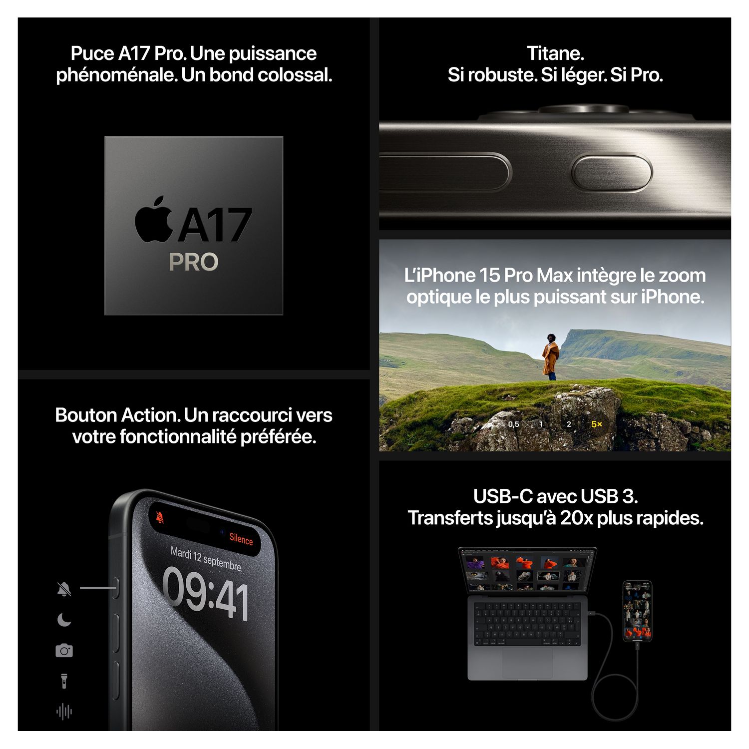 Voir la diapositive 2 : APPLE iPhone 15 Pro Max 1To - Titane Naturel