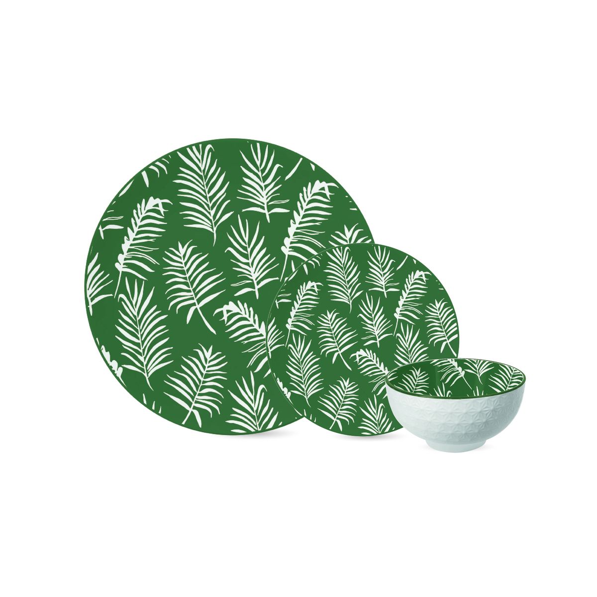 Service d'assiettes en porcelaine 18 pièces ALLORA VERT