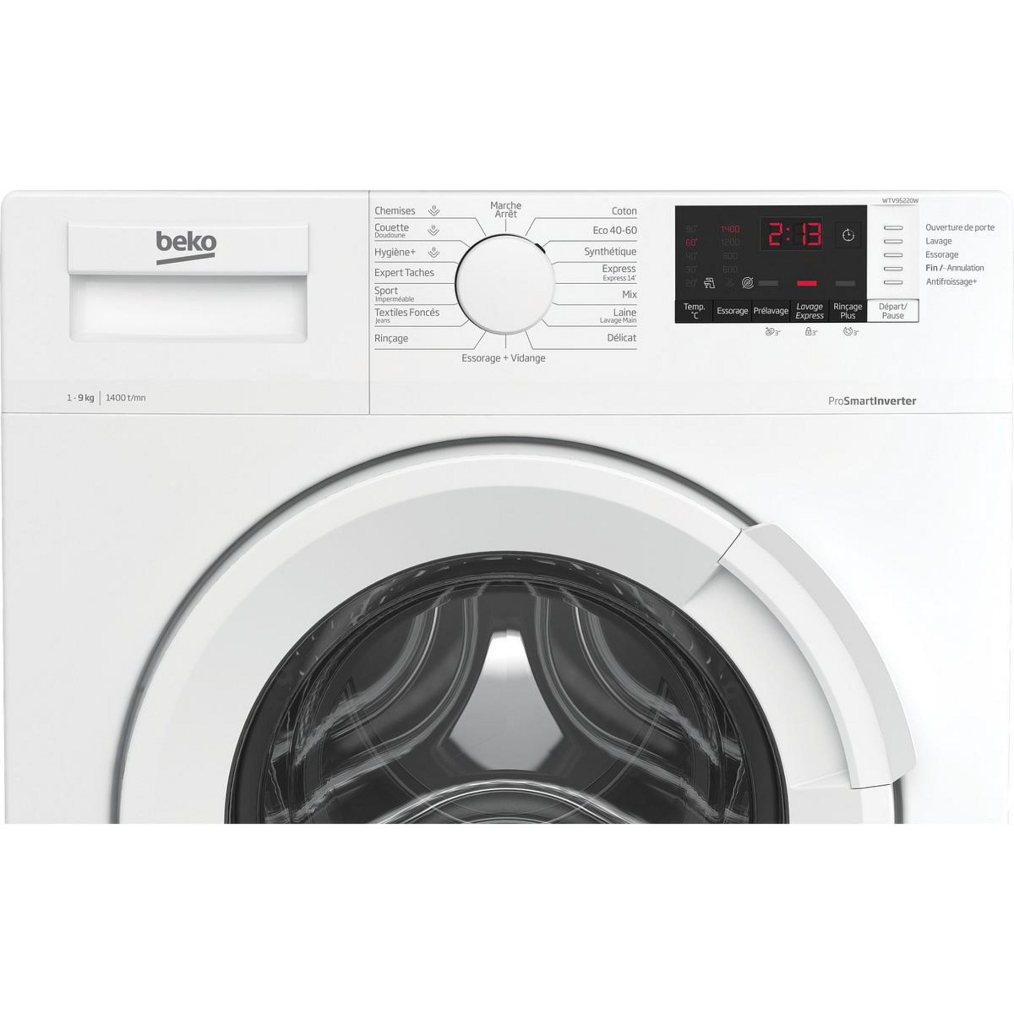 Voir la diapositive 5 : BEKO Lave linge hublot à induction WTV95220W, 9 kg, 1400 T/min, A