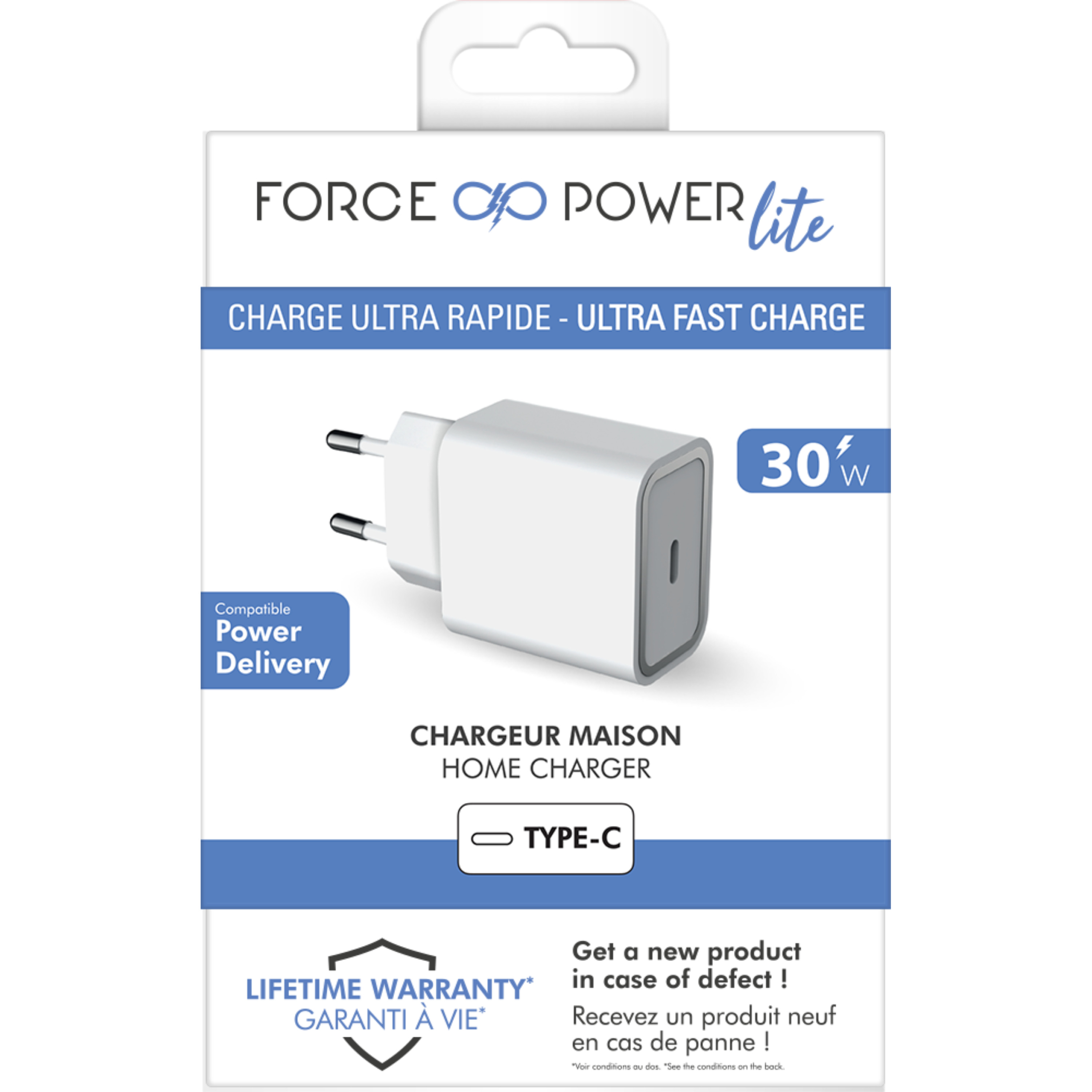 Voir la diapositive 2 : BIGBEN Chargeur maison USB C 30W Power Delivery - Blanc