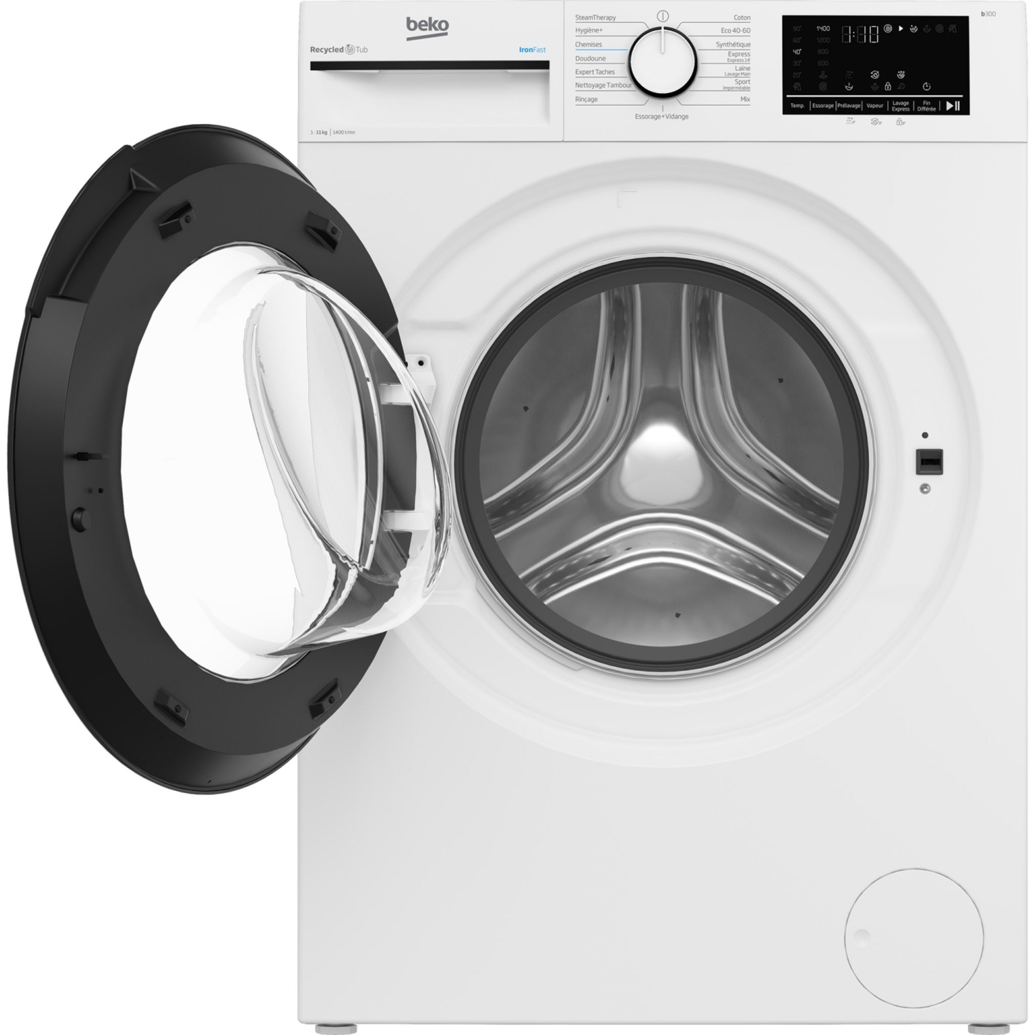 Voir la diapositive 2 : BEKO Lave linge hublot à induction B3WFT51140W, 11 kg, 1400 T/min, A