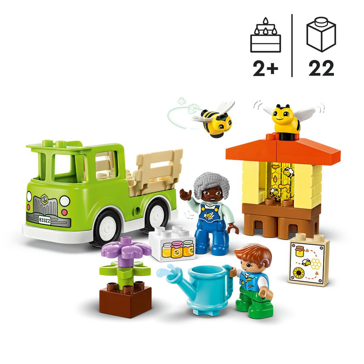 LEGO DUPLO Ma Ville 10419 Prendre Soin des Abeilles et des Ruches, Jouet Éducatif pour Enfants, 2 Figurines d'Abeilles